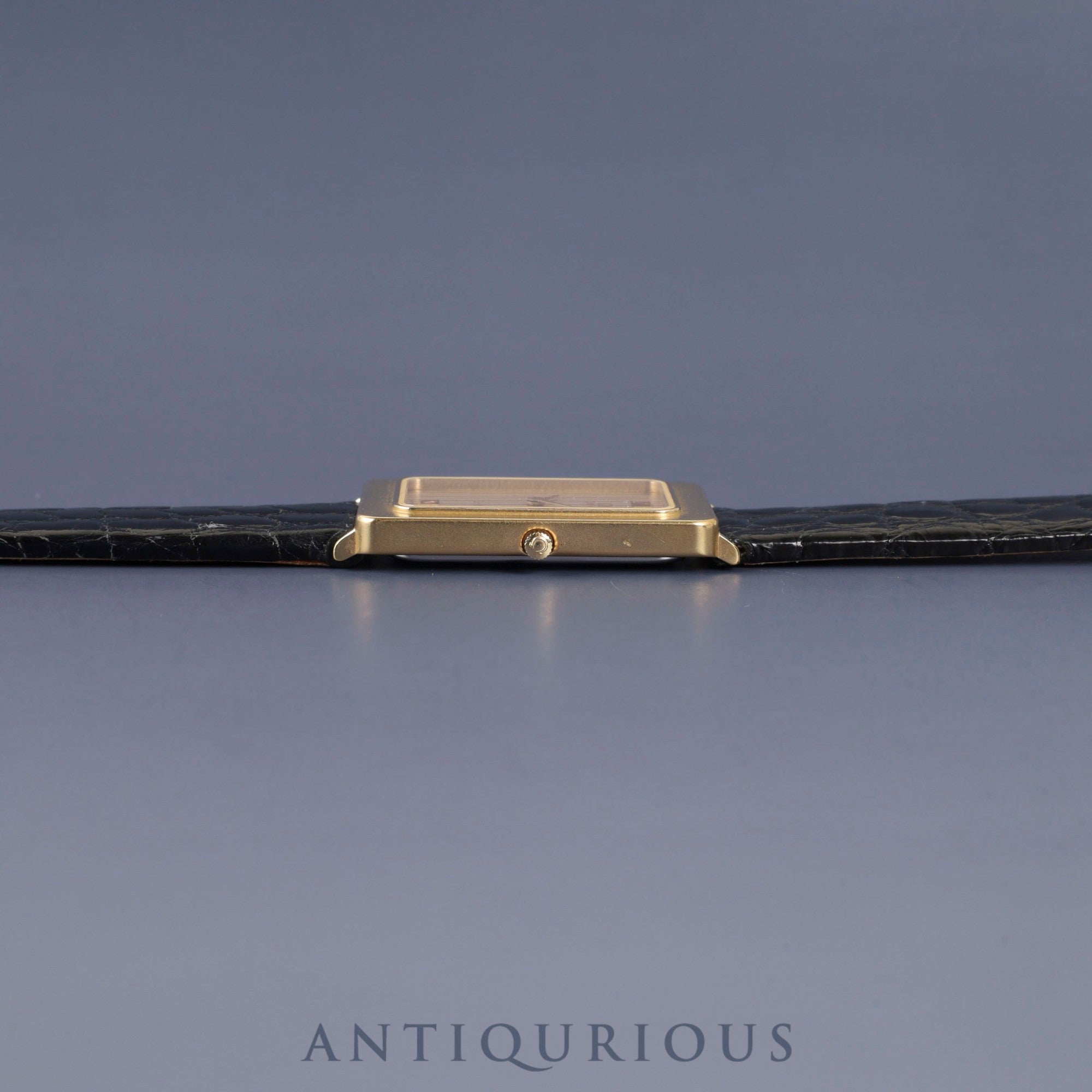 オメガ デ・ヴィル 195.0051 クォーツ Cal.1455 GP 革 社外尾錠(GP)ゴールドストライプ文字盤 オーバーホール済み