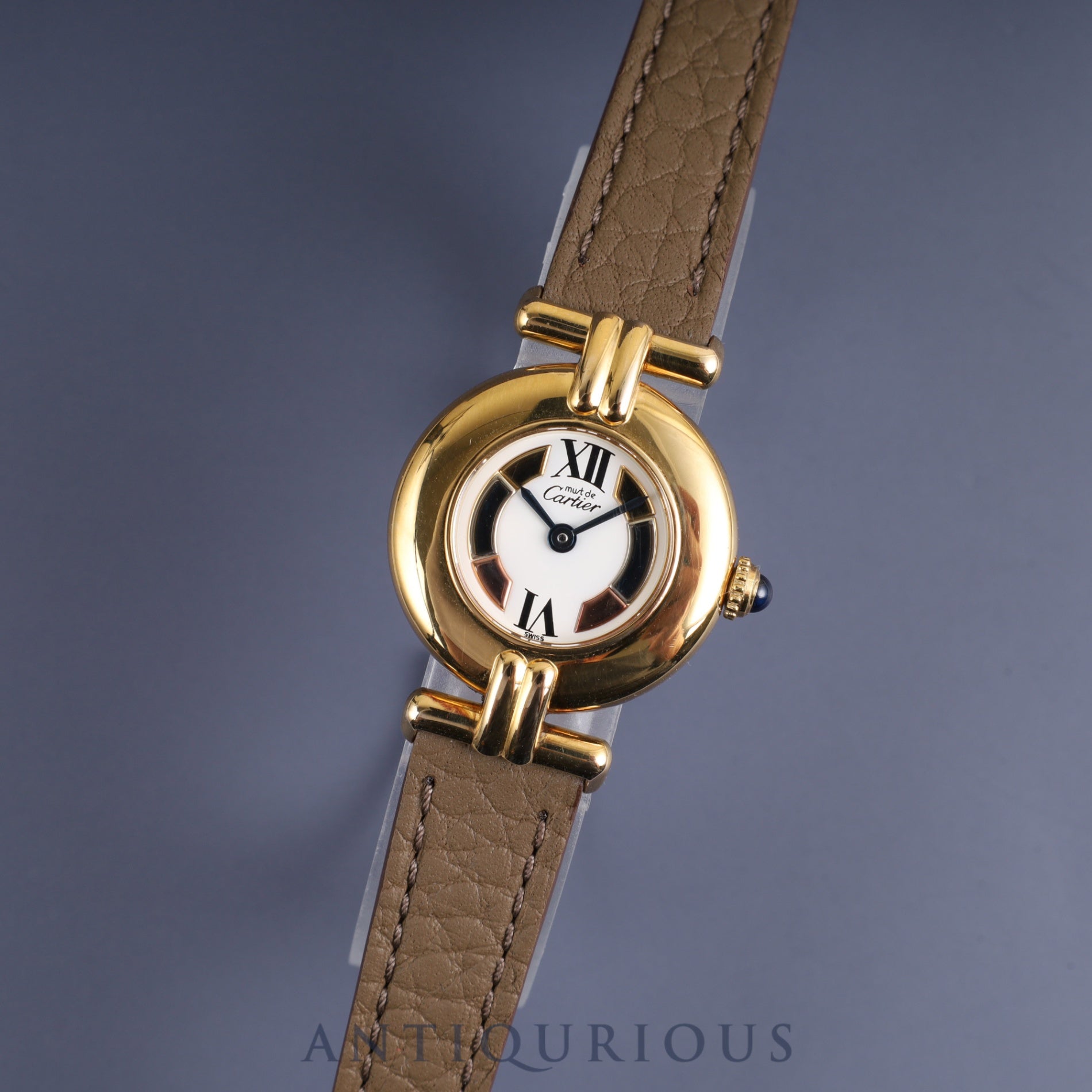 Cartier Must Colisee W1006654 / 590002 Quartz Cal.90.06 SV925 Leather Third party buckle (GP) Trinity dial Box Warranty (1995) Overhauled