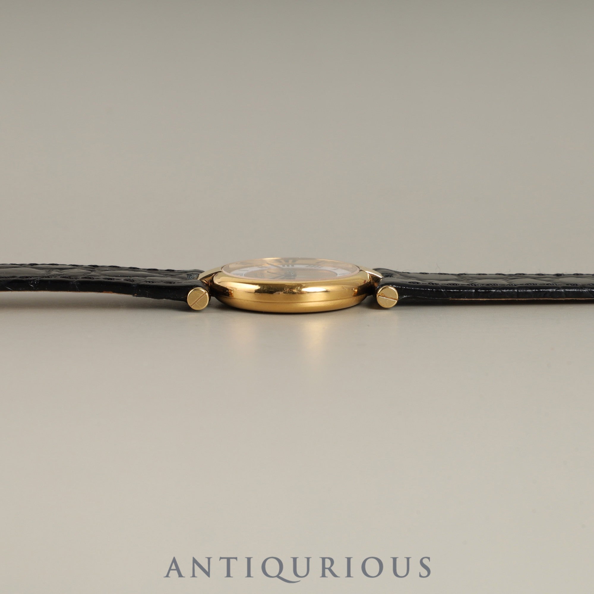 カルティエ マスト ヴァンドーム VLC SM 590004 クォーツ Cal.90 SV925 革 純正尾錠(GP) フロントトリニティ文字盤 箱 タグ 冊子 保証書(1990年) オーバーホール済み