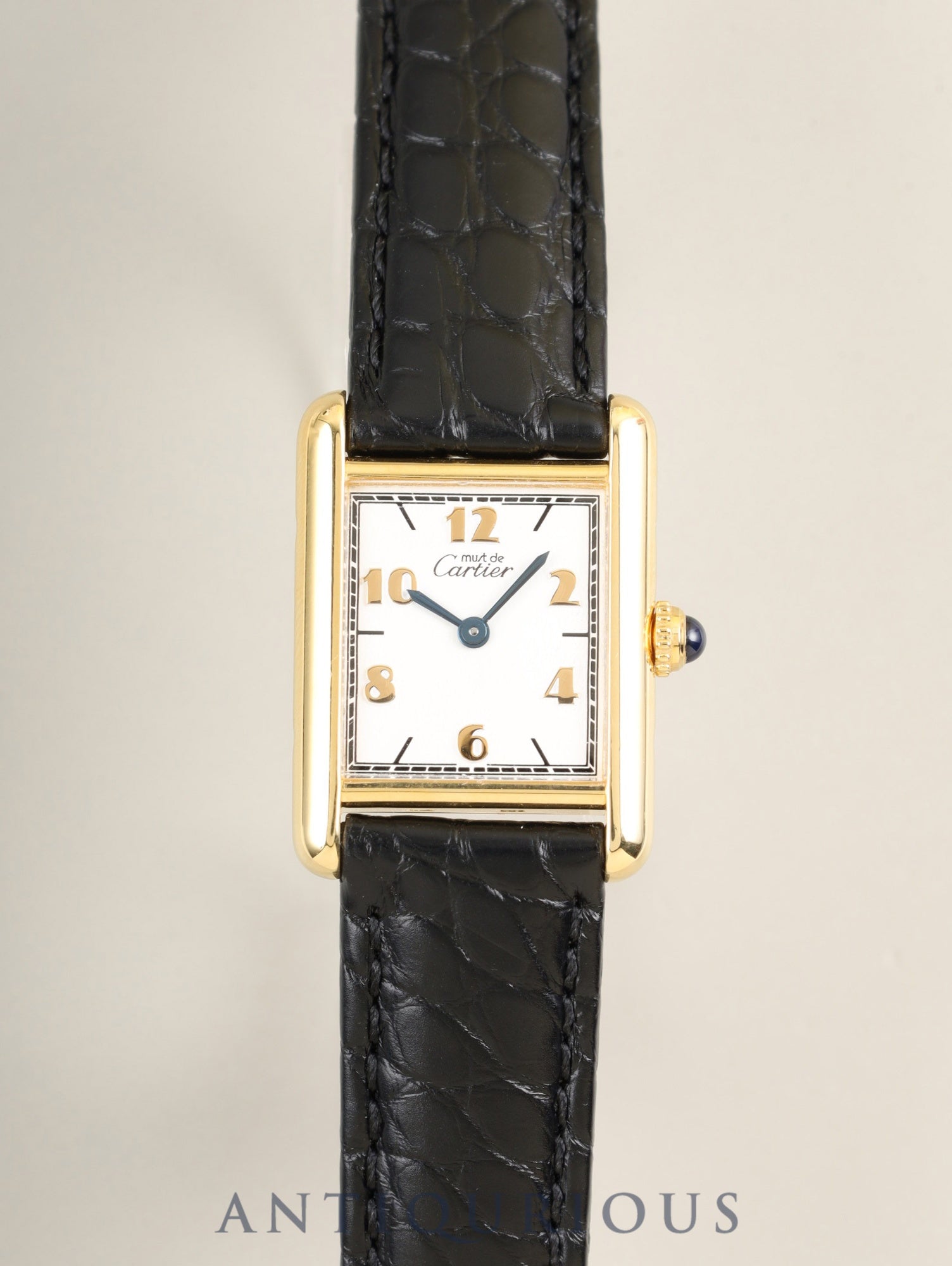 カルティエ マストタンク SM W1008354 / 5057001 クォーツ Cal.057 SV925 革 純正Dバックル(GP)飛びアラビア文字盤(SWISS表記)オーバーホール済み 新品仕上げ済み