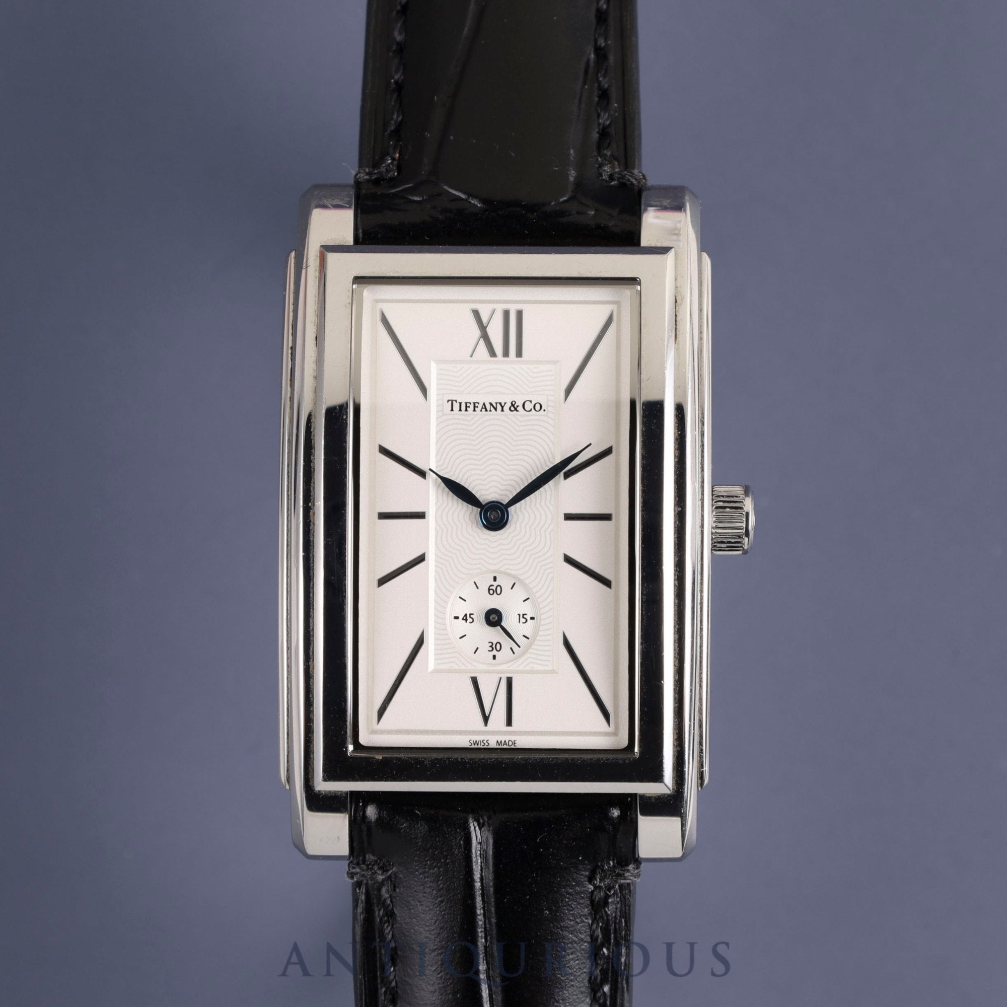 ティファニー グランドスモールセコンド Z0030.13.10A21A40A クォーツ Cal.980.163 SS 革 純正尾錠(SS)ホワイト文字盤 箱 保証書(2018年) オーバーホール済み
