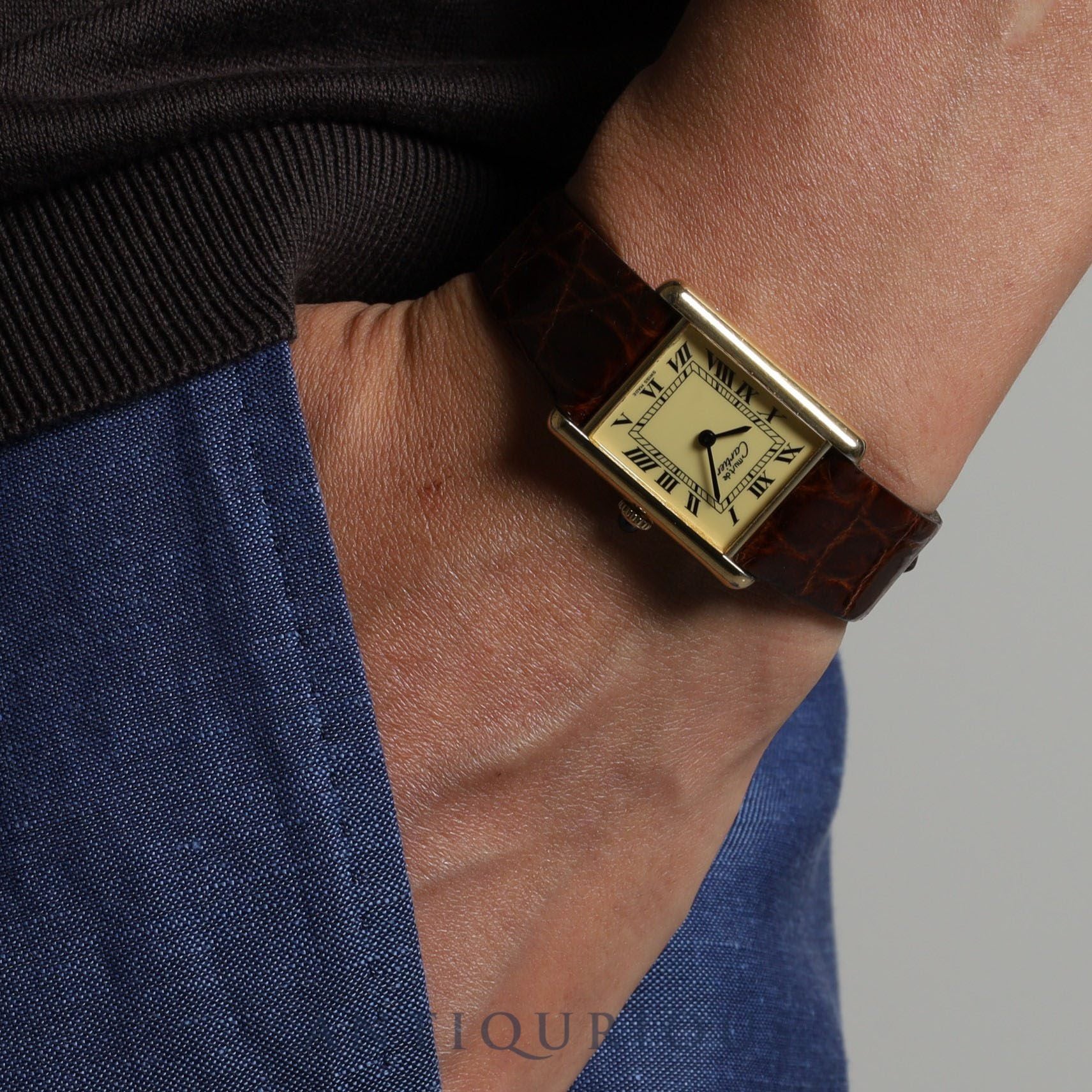 Cartier Must Tank LM Manual winding SV925 Leather Genuine buckle (GP) Ivory dial Complete service completed at Cartier boutique