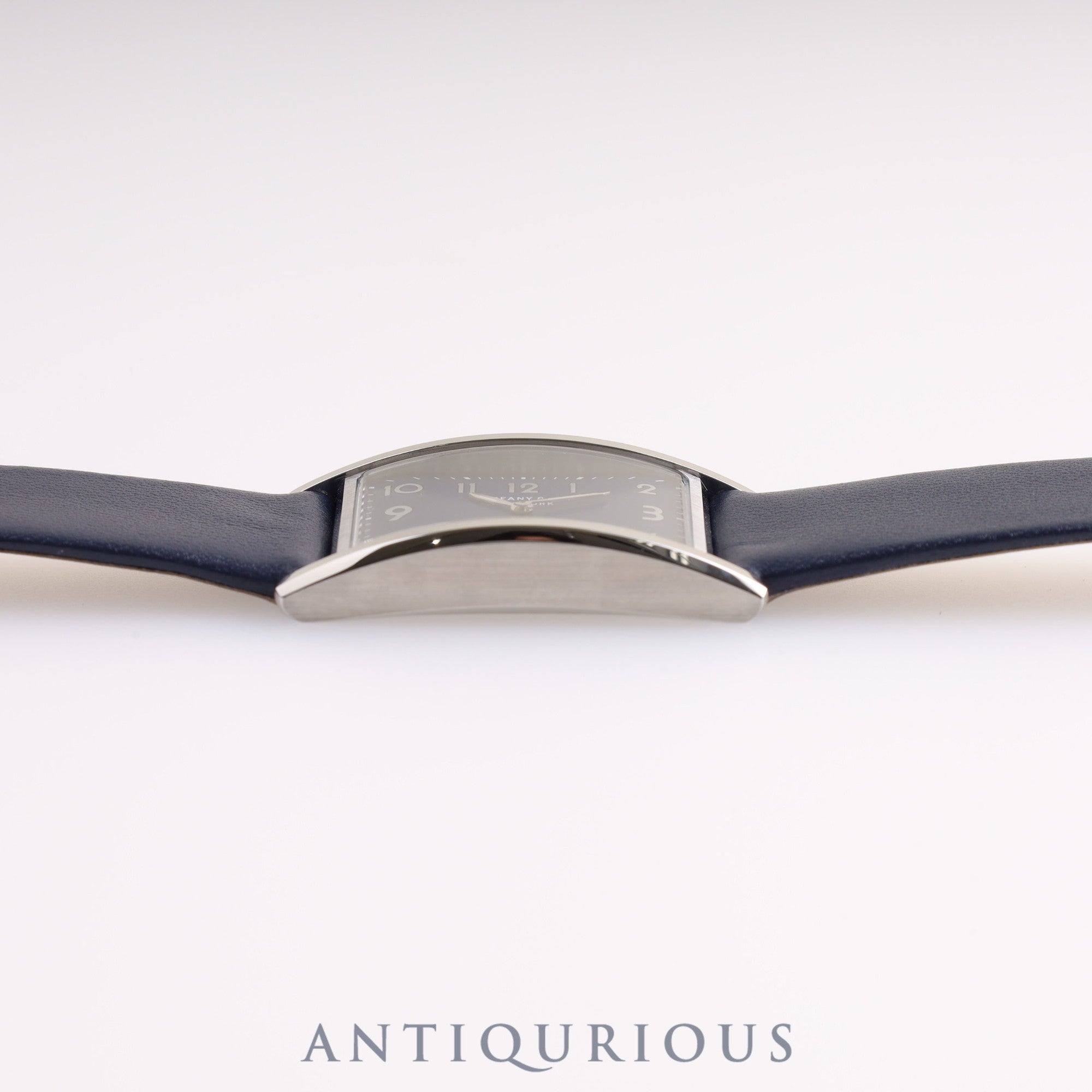 Tiffany East West Mini 3668644 Quartz Genuine Leather Strap Navy Dial Replacement Long Strap Included