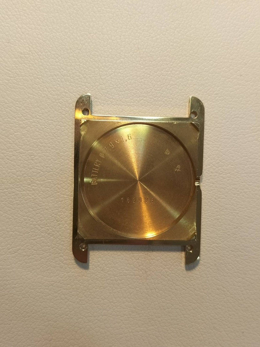 カルティエ マストタンク LM 500本限定 1615 クォーツ Cal.90 SV925 革 純正尾錠(GP) ゴールドセクター文字盤 オーバーホール済み