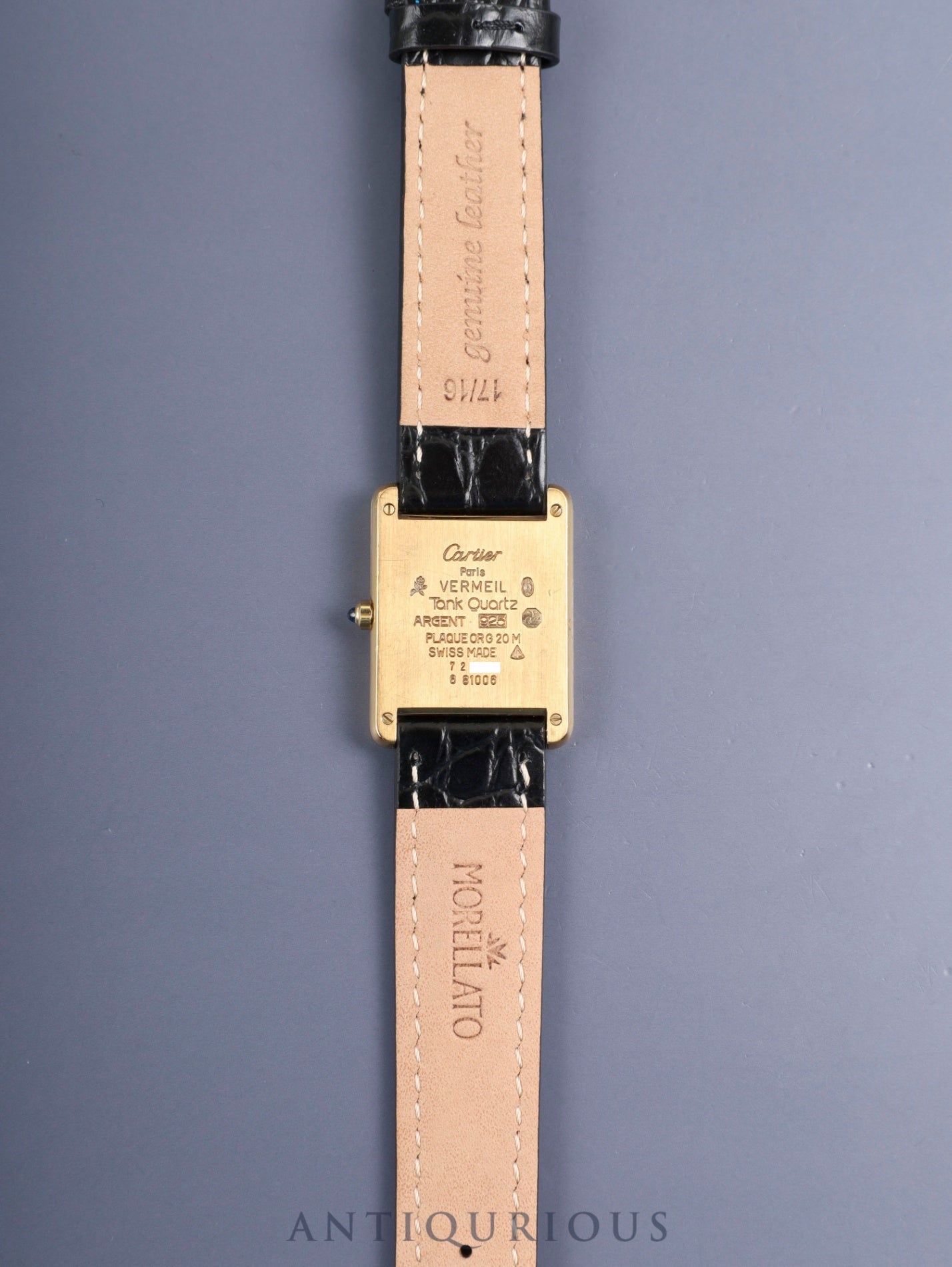 Cartier Must Tank LM 6 81006 Quartz Cal.81 SV925 Leather Original Pin Buckle (GP) Gray Dial with "Exploding" Roman Numerals (SWISS notation) Overhauled