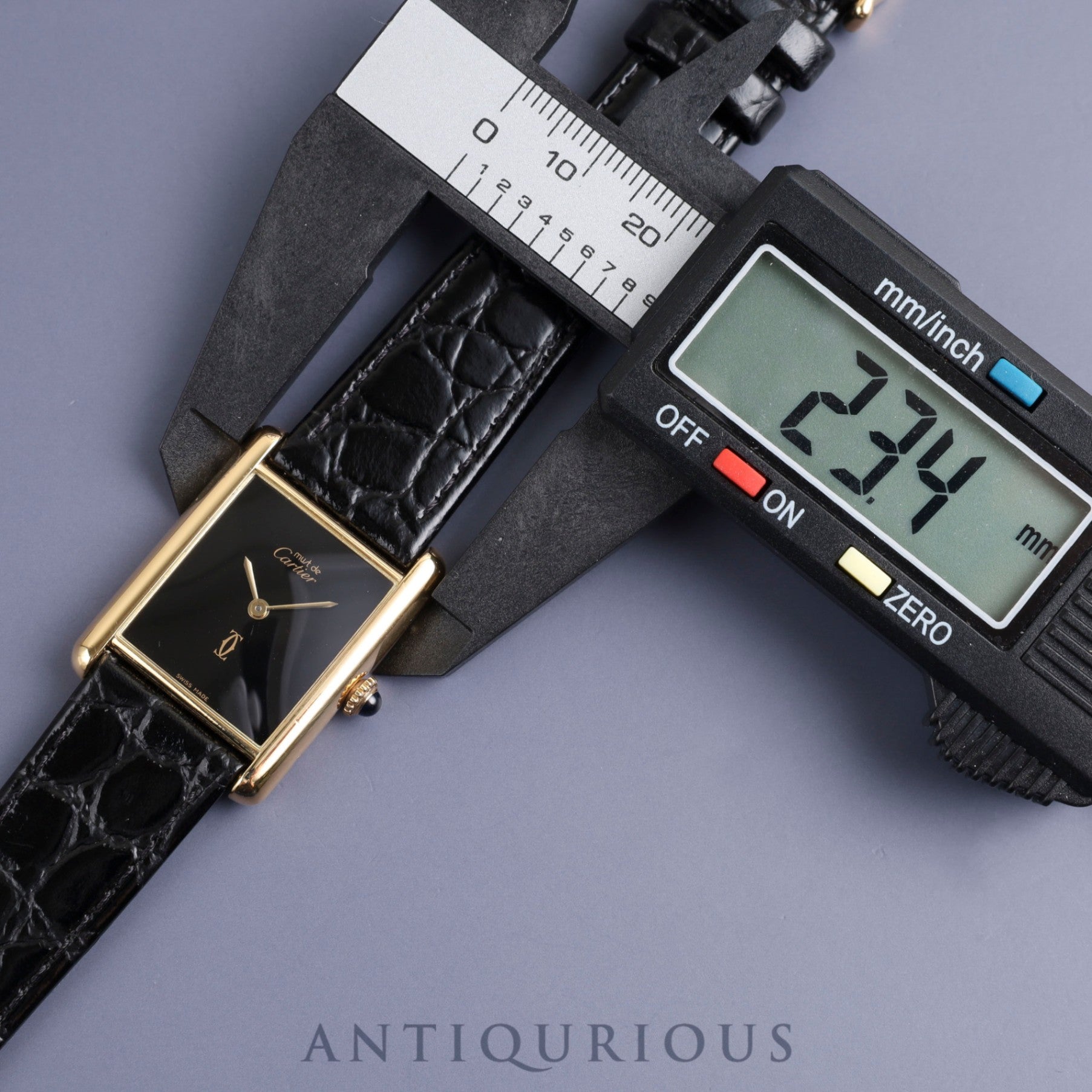 Cartier Must Tank LM Manual winding Cal.78-1 SV925 Leather Genuine buckle (GP) Black onyx dial Overhauled