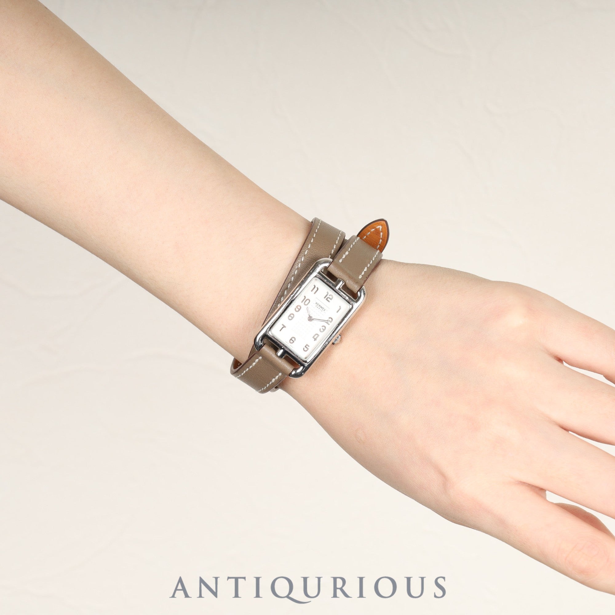 Hermès Nantucket NA2.210 Quartz Cal.280.002 Stainless Steel Watch with Genuine Leather Strap (R Stamp: 2014) and Genuine Stainless Steel Buckle. Silver Dial. Overhauled.