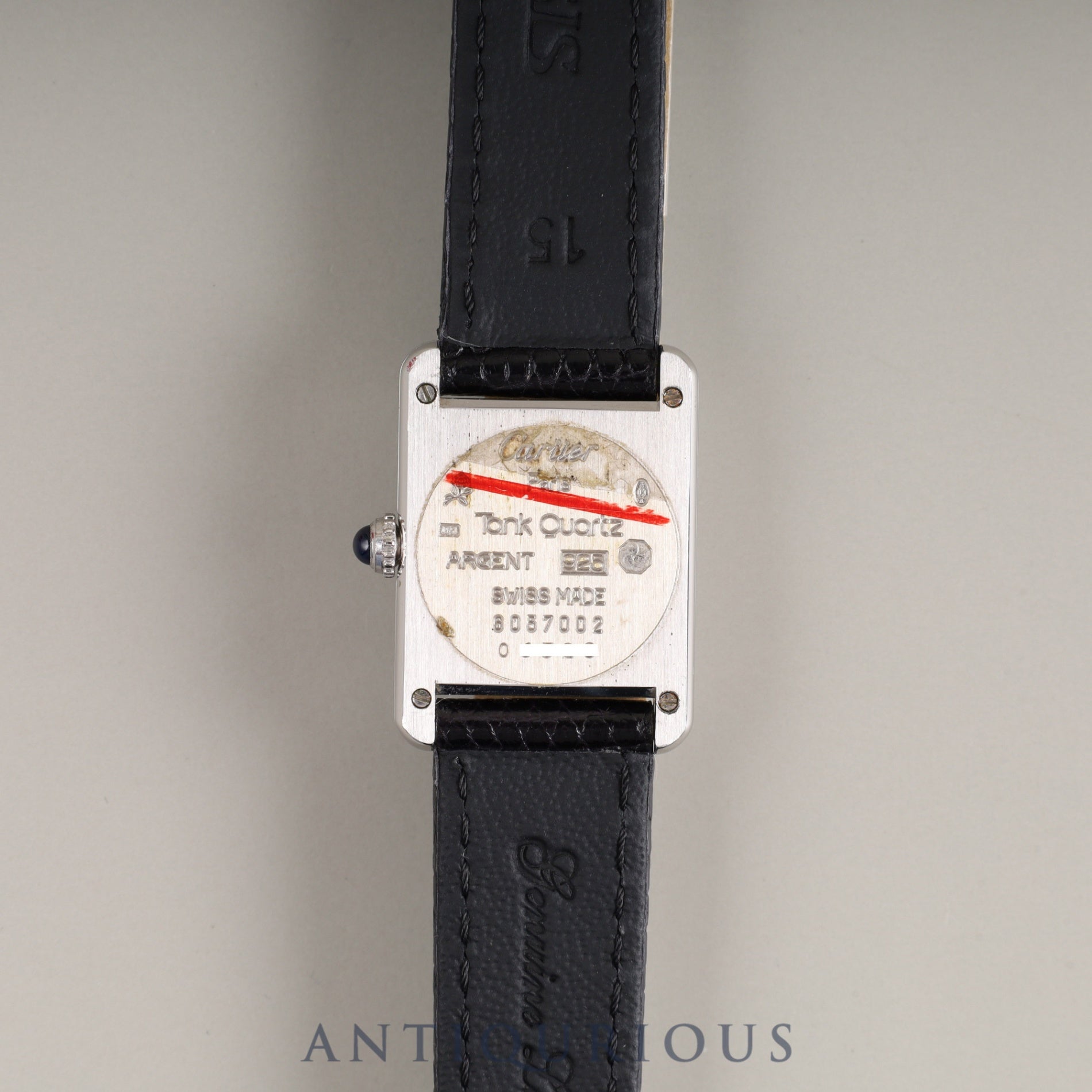 Cartier Must Tank SM 6057002 Quartz Cal.057 SV925 Leather Genuine Buckle (SS) White Roman Dial Box Overhauled