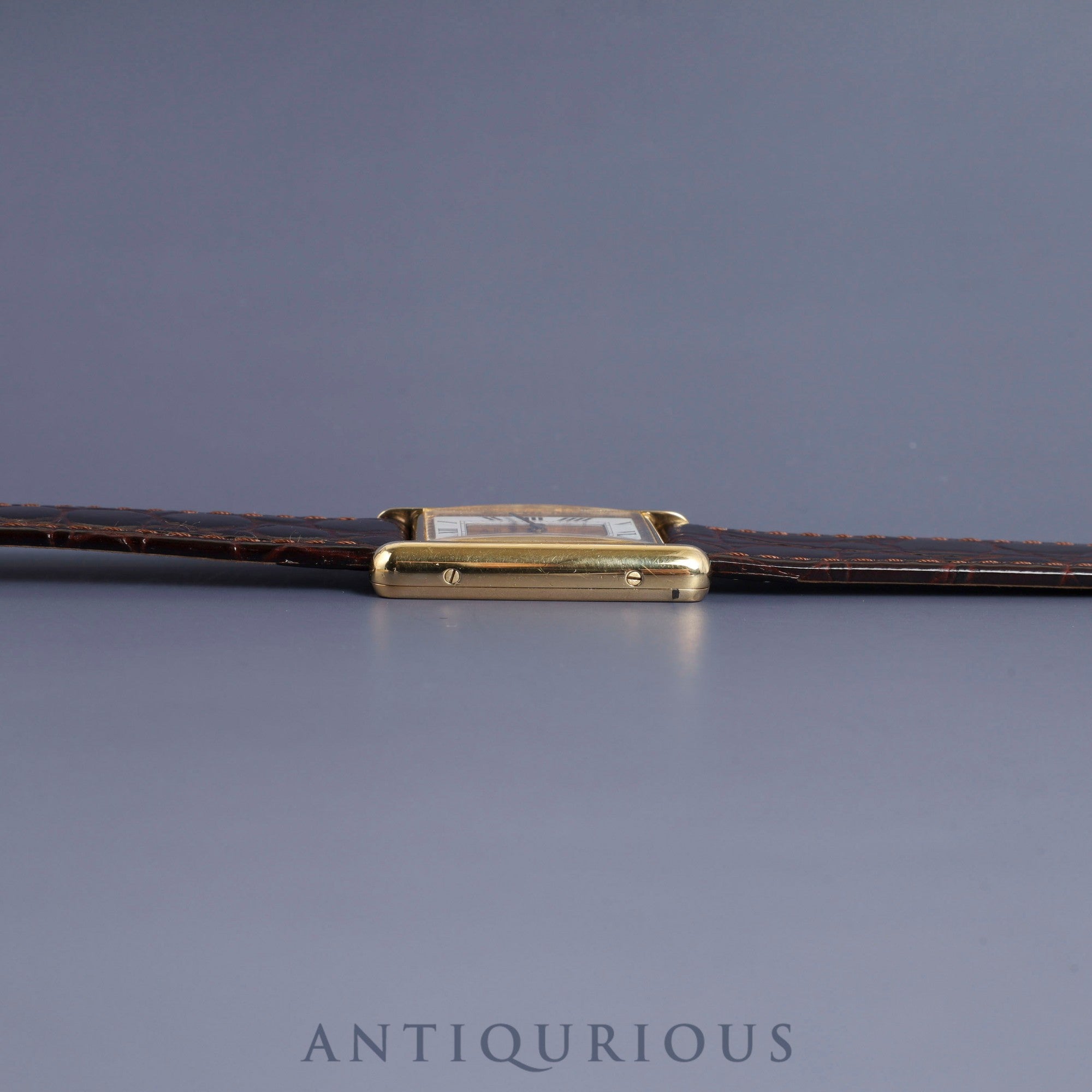 Cartier Must Tank LM 590005 Quartz Cal.90 SV925 Leather Genuine Buckle (GP) Front Trinity Dial Overhauled