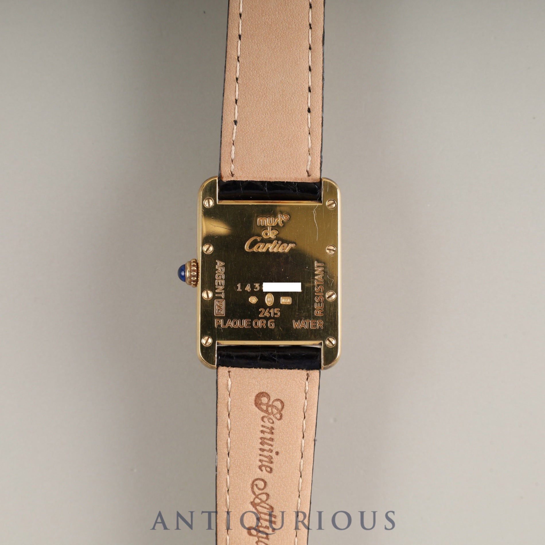 カルティエ マストタンク MM 2415 クォーツ Cal.057 SV925 革 純正Dバックル(GP) アイボリーローマン文字盤 オーバーホール済み