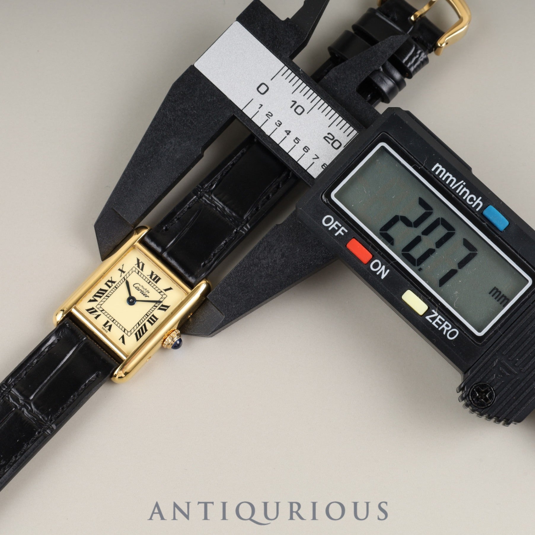 カルティエ マストタンク SM 5057001 クォーツ Cal.057 SV925 革 純正尾錠(GP) アイボリーローマン文字盤 オーバーホール済み