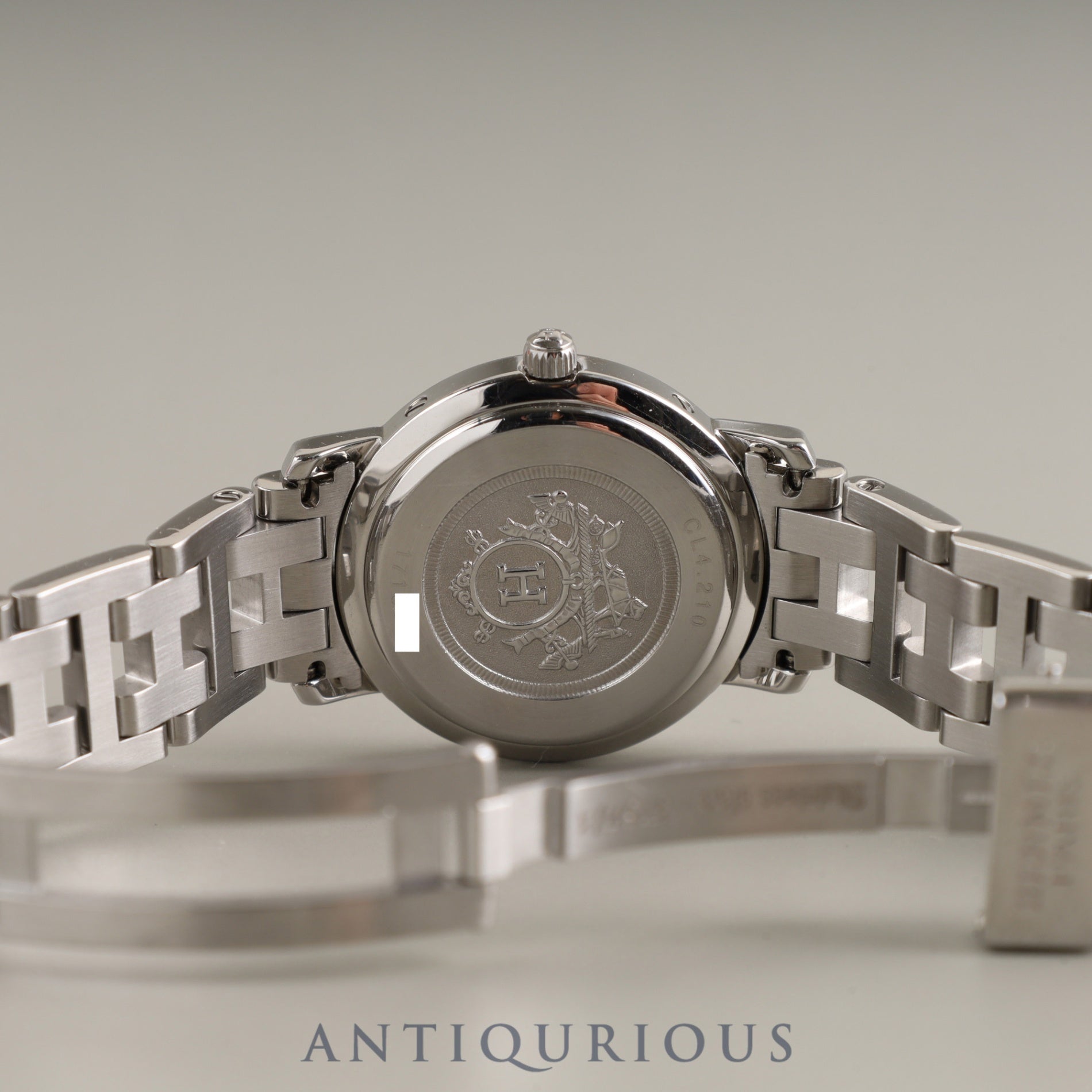 エルメス クリッパー CL4.210 クォーツ SS SS ブルーアラビア文字盤 箱 保証書(2002年)オーバーホール済み