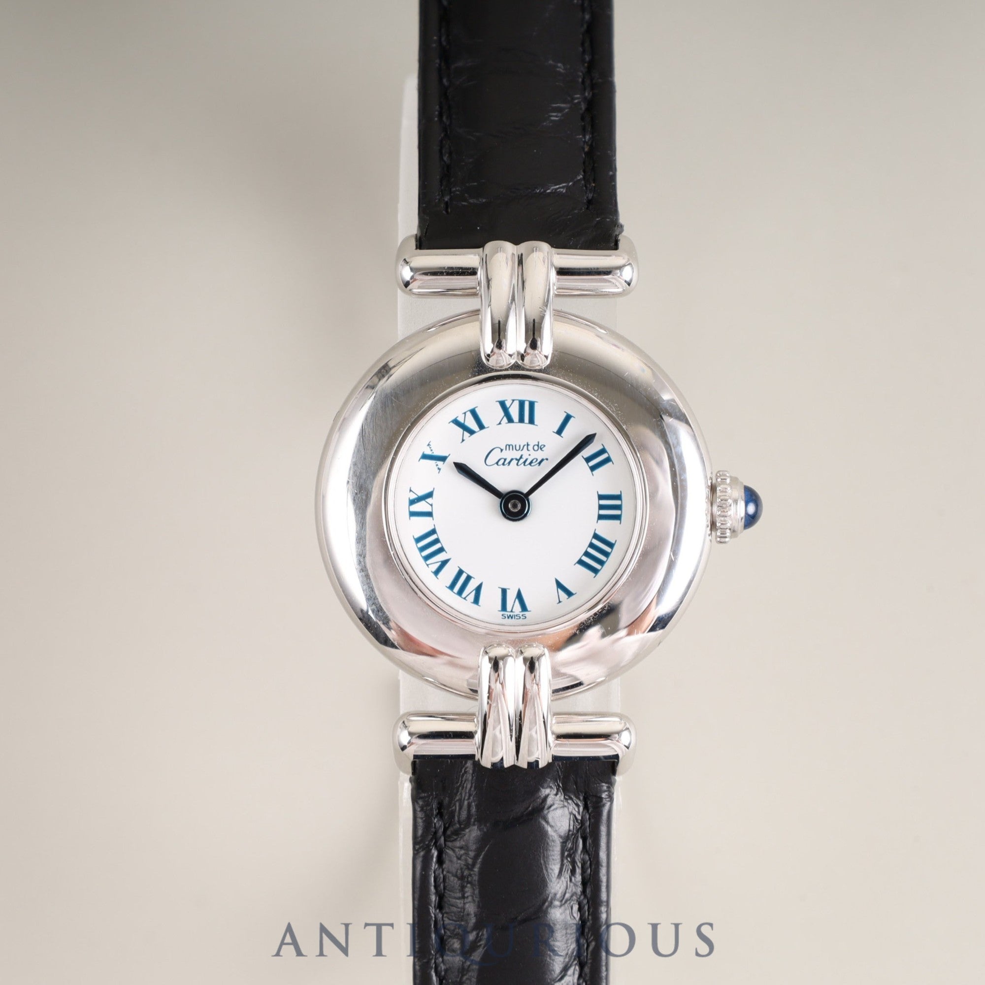 Cartier Must Colisee 690002 Quartz Cal.90 SV925 Leather Genuine D Buckle (SS) White Roman Dial Overhauled