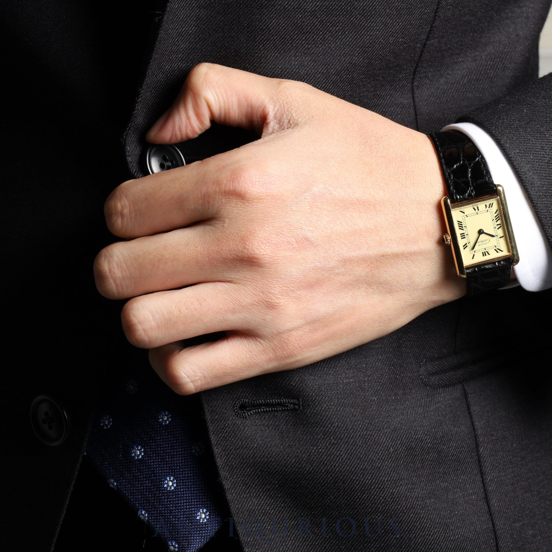 Cartier Must Tank LM 590005 Quartz Cal.90 SV925 Leather Genuine Buckle (GP) Ivory Roman Dial Overhauled and Finished to Like New