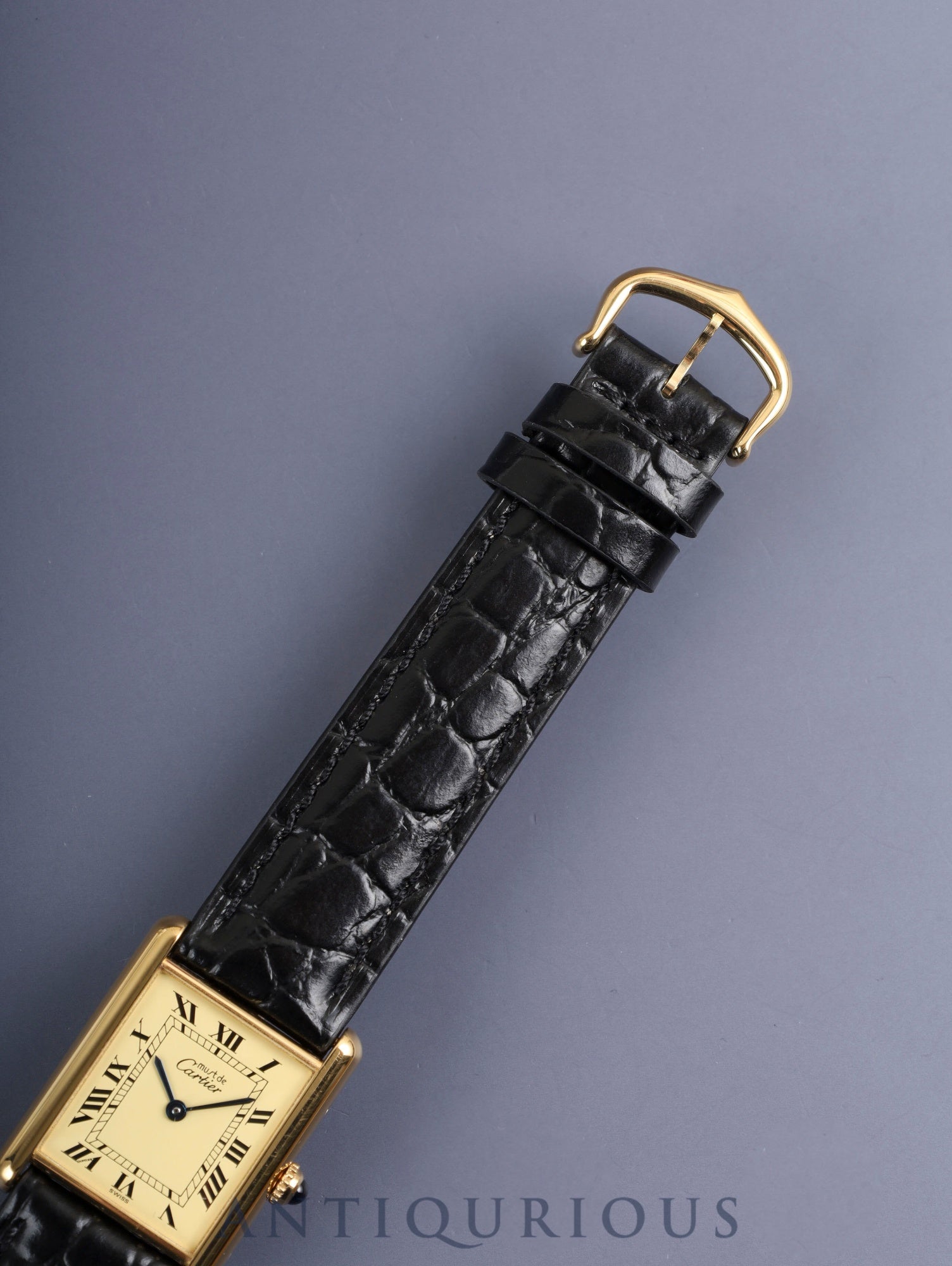 カルティエ マストタンク LM 1615 クォーツ SV925 革 純正尾錠(GP)アイボリーローマン文字盤(SWISS表記) オーバーホール済み