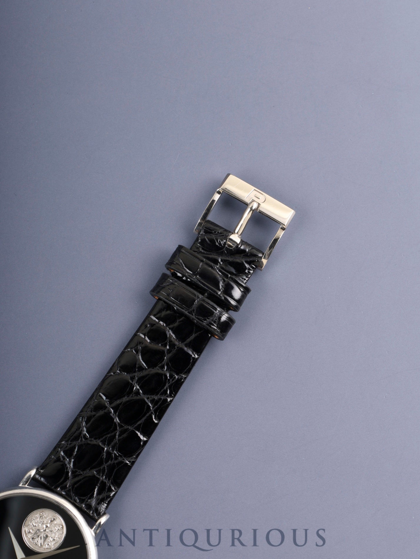 Piaget Round 9025 Manual Winding Cal.9P2 750WG Leather Original Pin Buckle (750WG) Black Dial Overhauled
