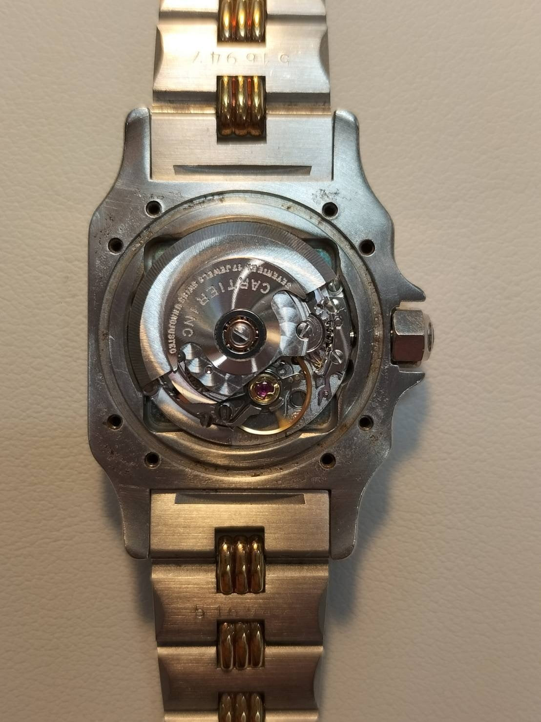Cartier Santos Carrée SM AC14.30gr OR 0.750 2.80gr / 0902 Automatic SS/YG White Roman Dial Warranty (1988) Overhauled