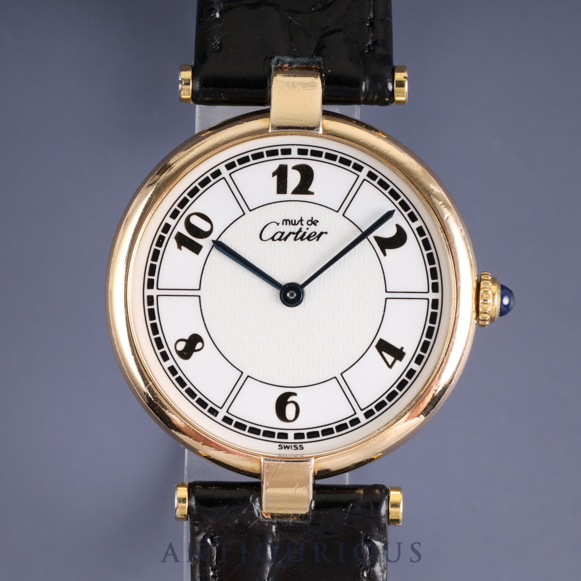 Cartier Must Vendome VLC LM W1009754 / 1861 Quartz Cal.690 SV925 Leather Genuine Buckle (GP) Gold Jump Arabic CC Dial Overhauled