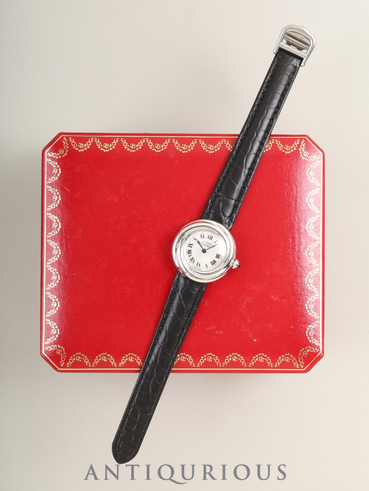Cartier Must Trinity W1014945 / 2439 Quartz Cal.057 SV925 Leather Strap with Genuine D-Clasp (SS) Silver Roman Dial Box Overhauled
