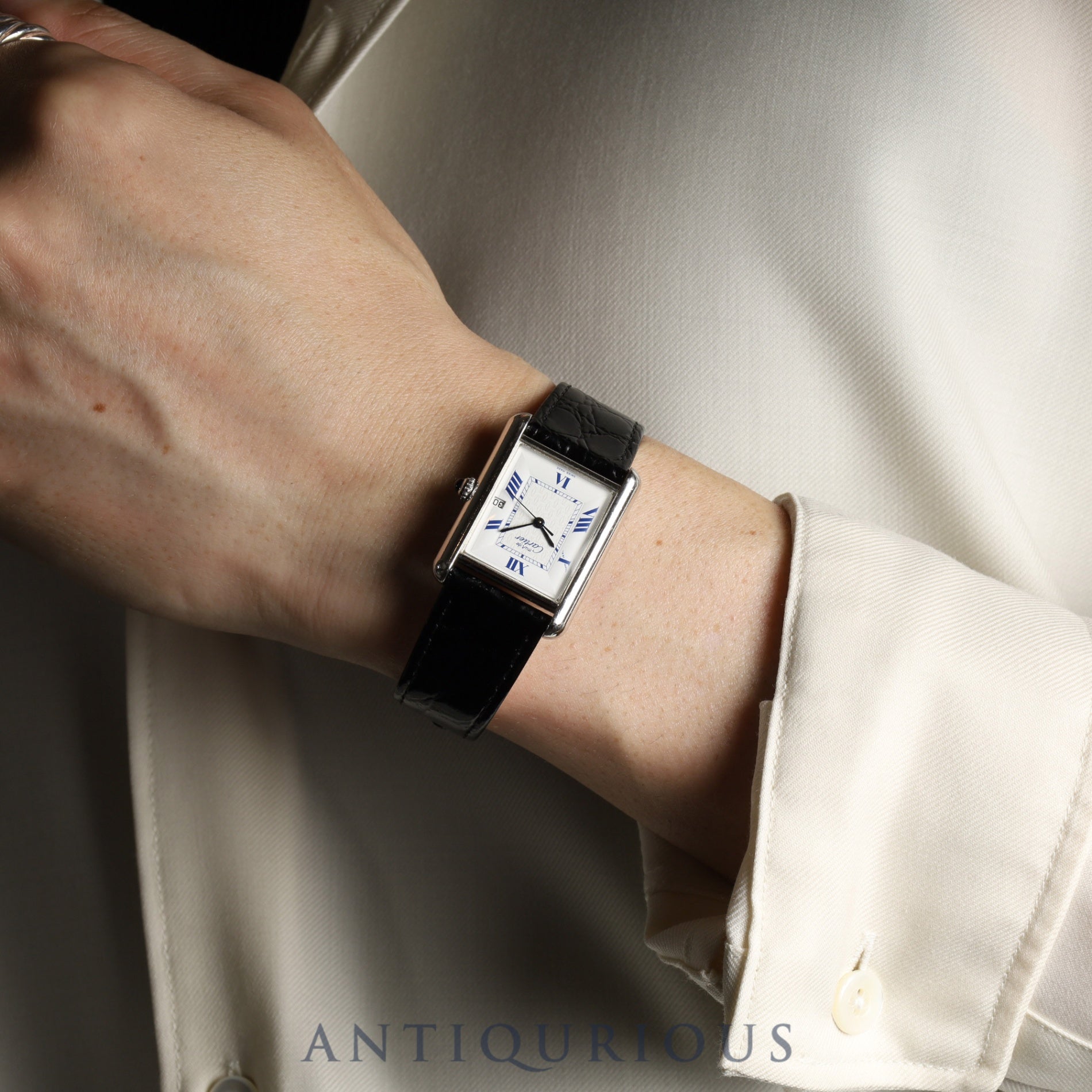 カルティエ マストタンク GM(XL) W1014154 / 2414 クォーツ Cal.87 SV925 革 純正尾錠(SS)ホワイト飛びローマン文字盤 オーバーホール済み