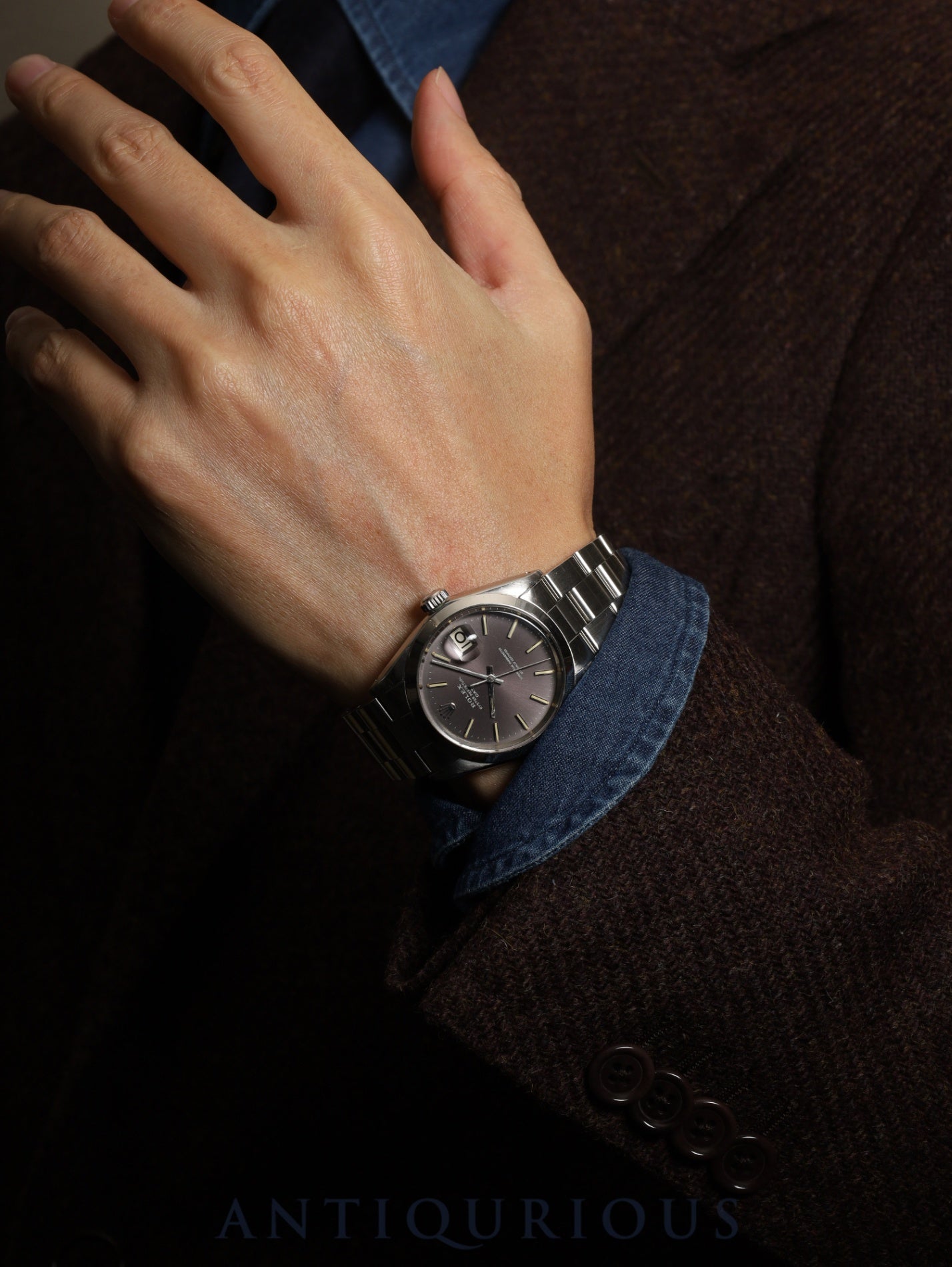 Rolex Oyster Perpetual Date 1500 Automatic Caliber 1570 Stainless Steel Gray Dial 36mm No. 19 (1966) Overhauled