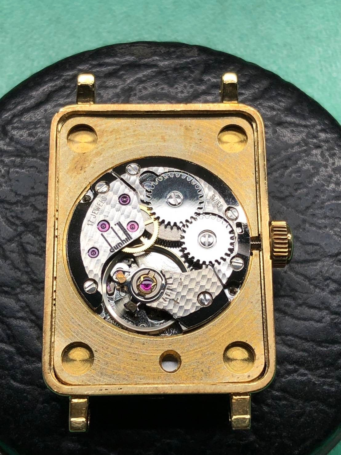 Dunhill Centenary Manual Winding Cal.2512-1 YG Leather Silver Dial Box Booklet
