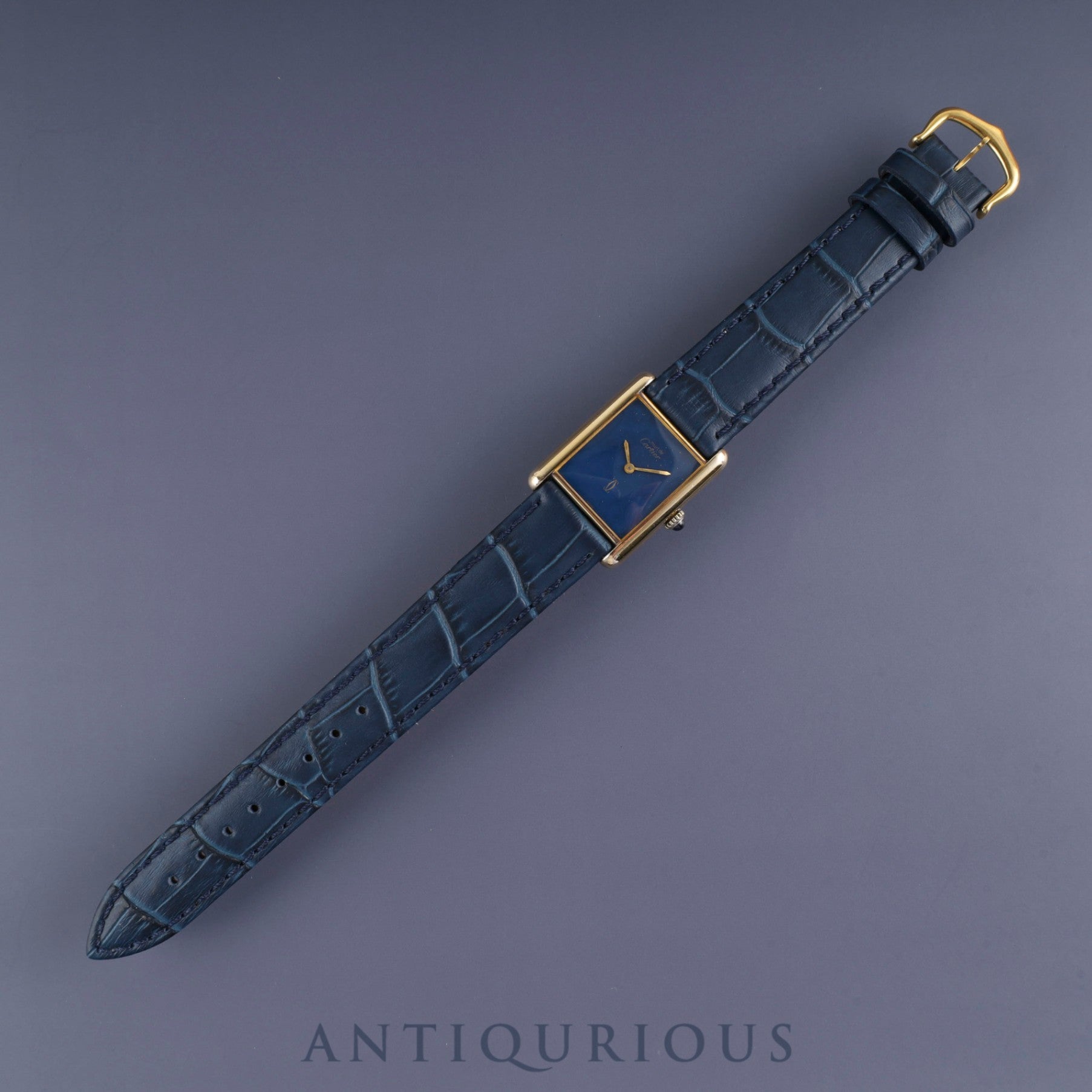 カルティエ マストタンク LM 手巻き Cal.-78-1 SV925 革 純正尾錠(GP)ラピスラズリ文字盤 オーバーホール済み