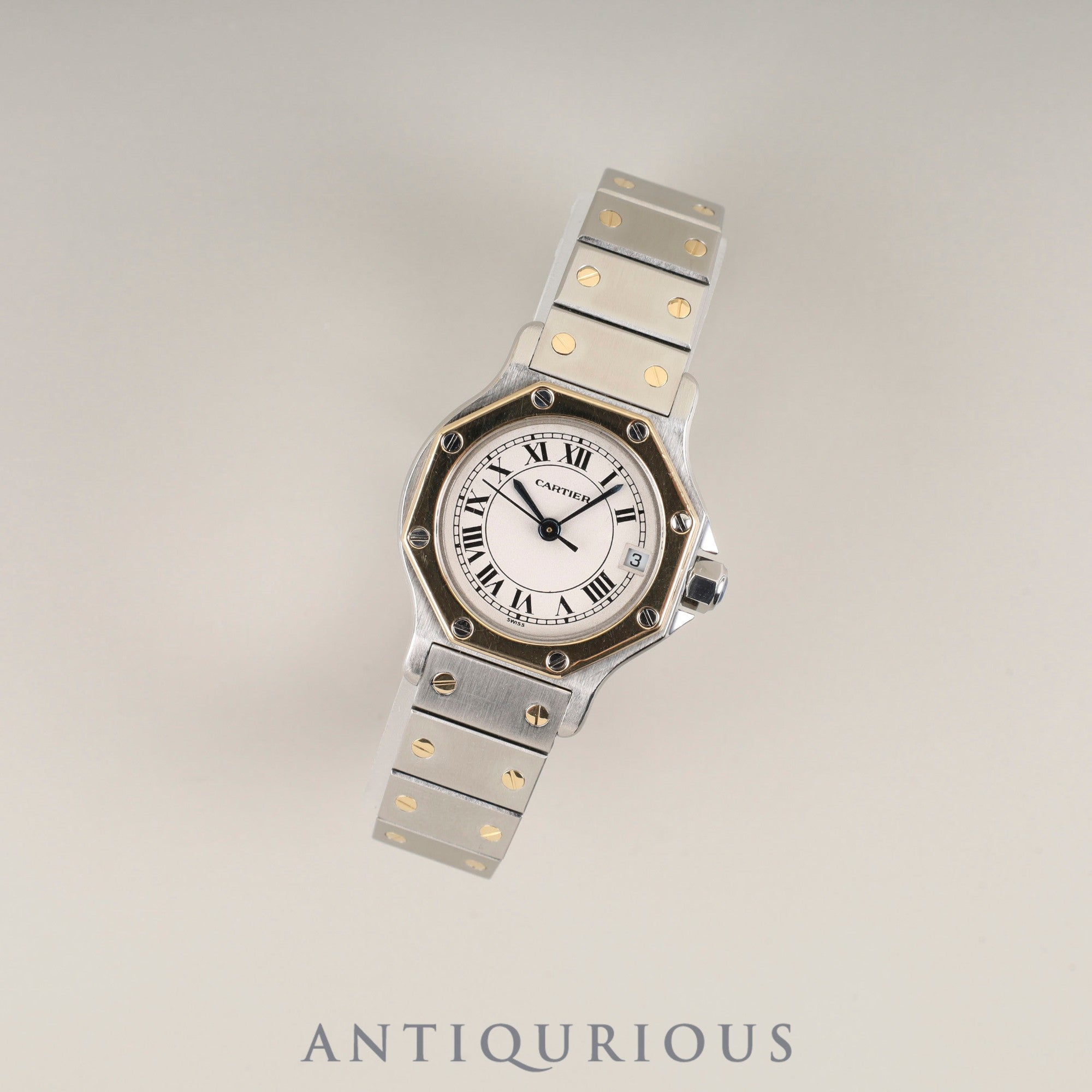 カルティエ サントス オクタゴン SM W2001683 / 187903 クォーツ Cal.87 SS/YG SS/YG アイボリーローマン文字盤 冊子 保証書 オーバーホール済み