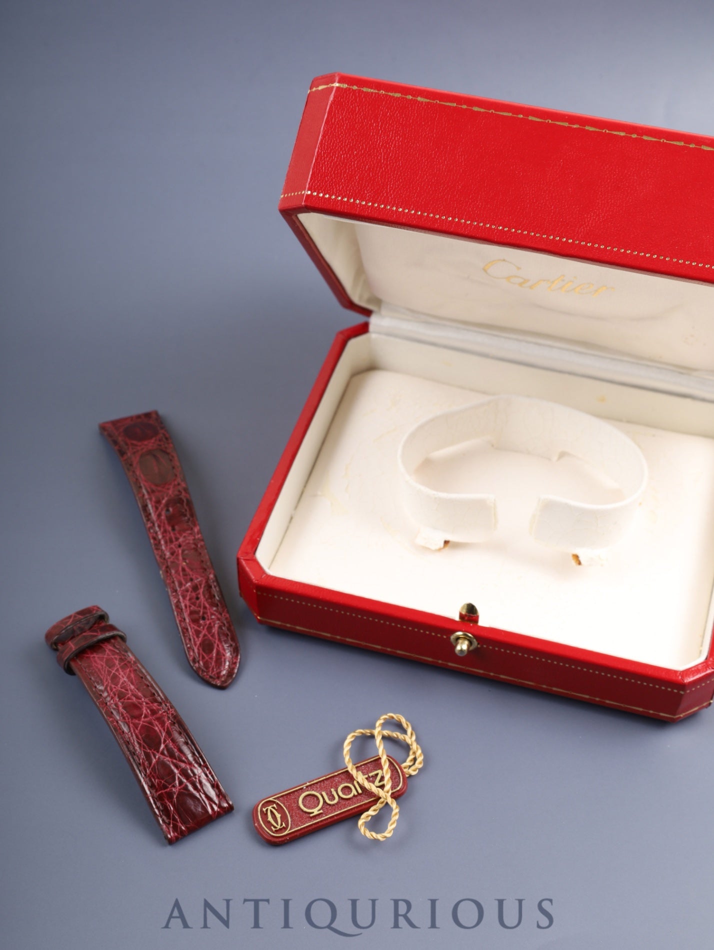 カルティエ マストタンク LM 6 81006 クォーツ Cal.81 SV925 革 純正ピンバックル(GP)ガーネットクロワゾネ文字盤(SWISS表記)箱 タグ オーバーホール済み