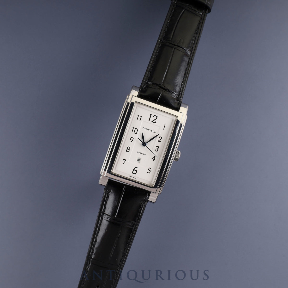 Tiffany Grand Date Automatic Watch, Stainless Steel, Leather, Genuine Buckle (Stainless Steel), White Arabic Dial, Overhauled