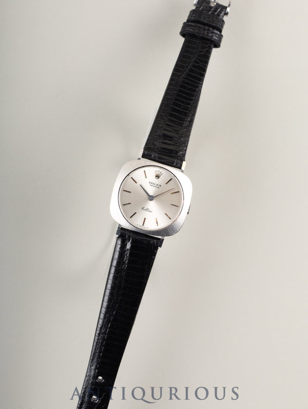 Rolex Cellini 3747 Manual Winding Caliber 1600 750 Leather Strap with Genuine Buckle (GP) Silver Dial No. 31 (1970) Overhauled