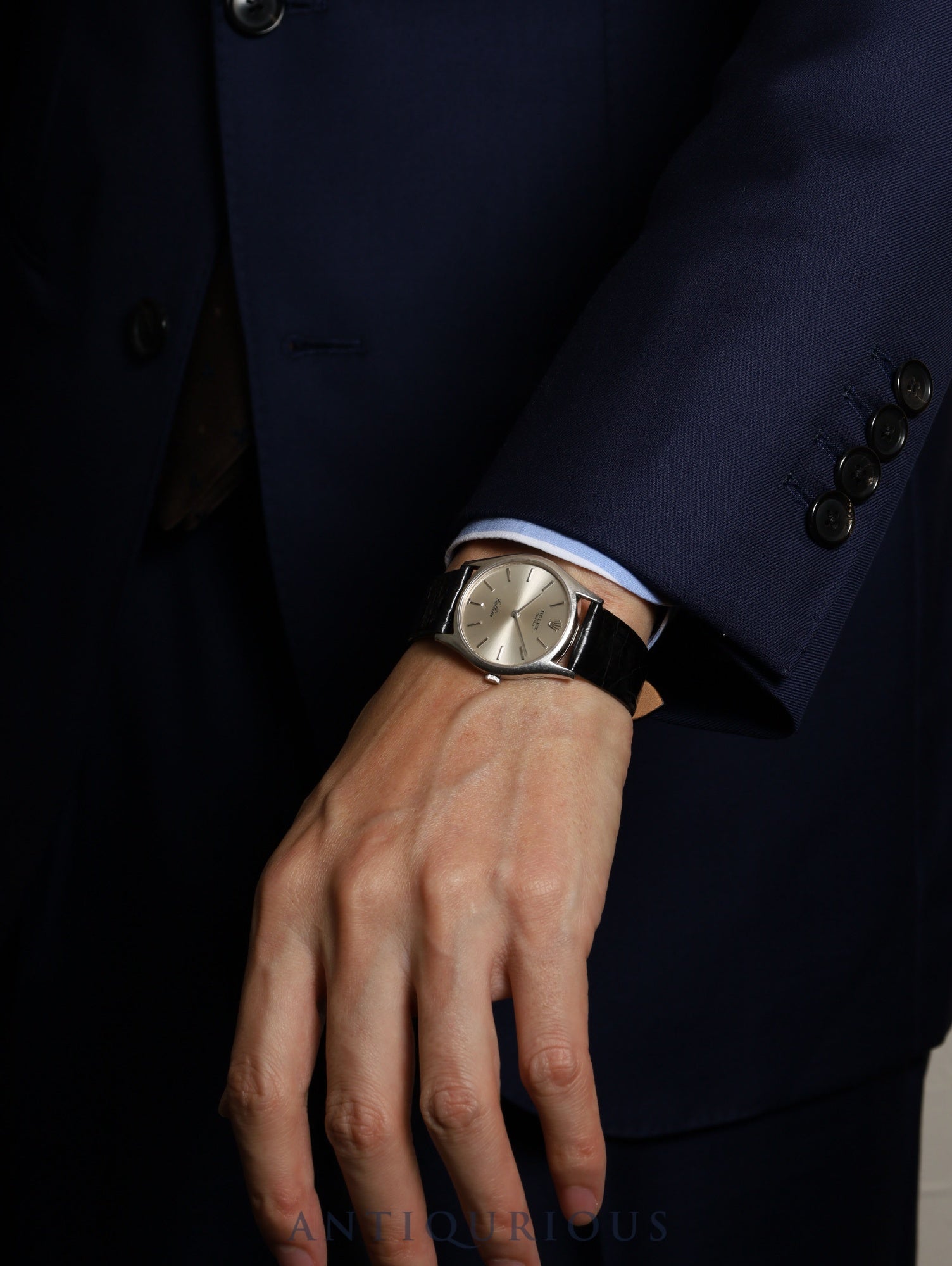 ロレックス チェリーニ 3804 手巻き Cal.1600 18K 革 純正尾錠(SS)シルバー文字盤 26番台(1968年)オーバーホール済み