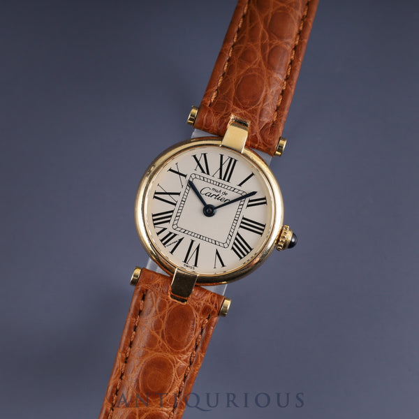 Cartier Must Vendome VLC SM 1851 Quartz Cal.90 SV925 Leather Genuine D-buckle (GP) Opalan dial Overhauled