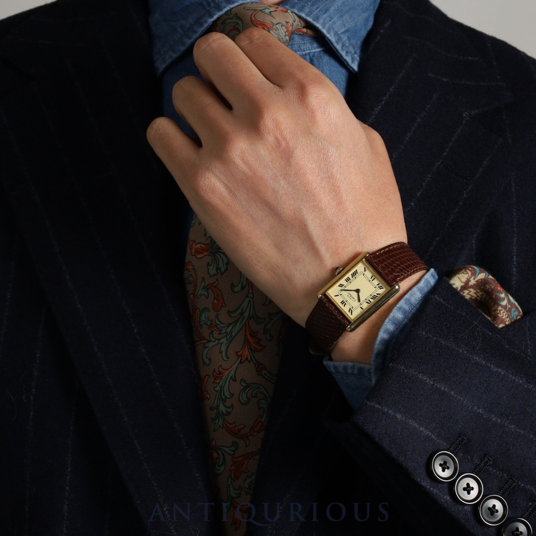 カルティエ マストタンク LM 手巻き Cal.78-1 SV925 純正革ベルト 純正尾錠(GP)アイボリーローマン文字盤 オーバーホール済み