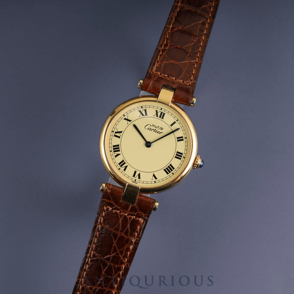 Cartier Must Vendome VLC LM 590003 Quartz Cal.90 SV925 Genuine leather strap Genuine buckle (GP) Ivory Roman dial Overhauled