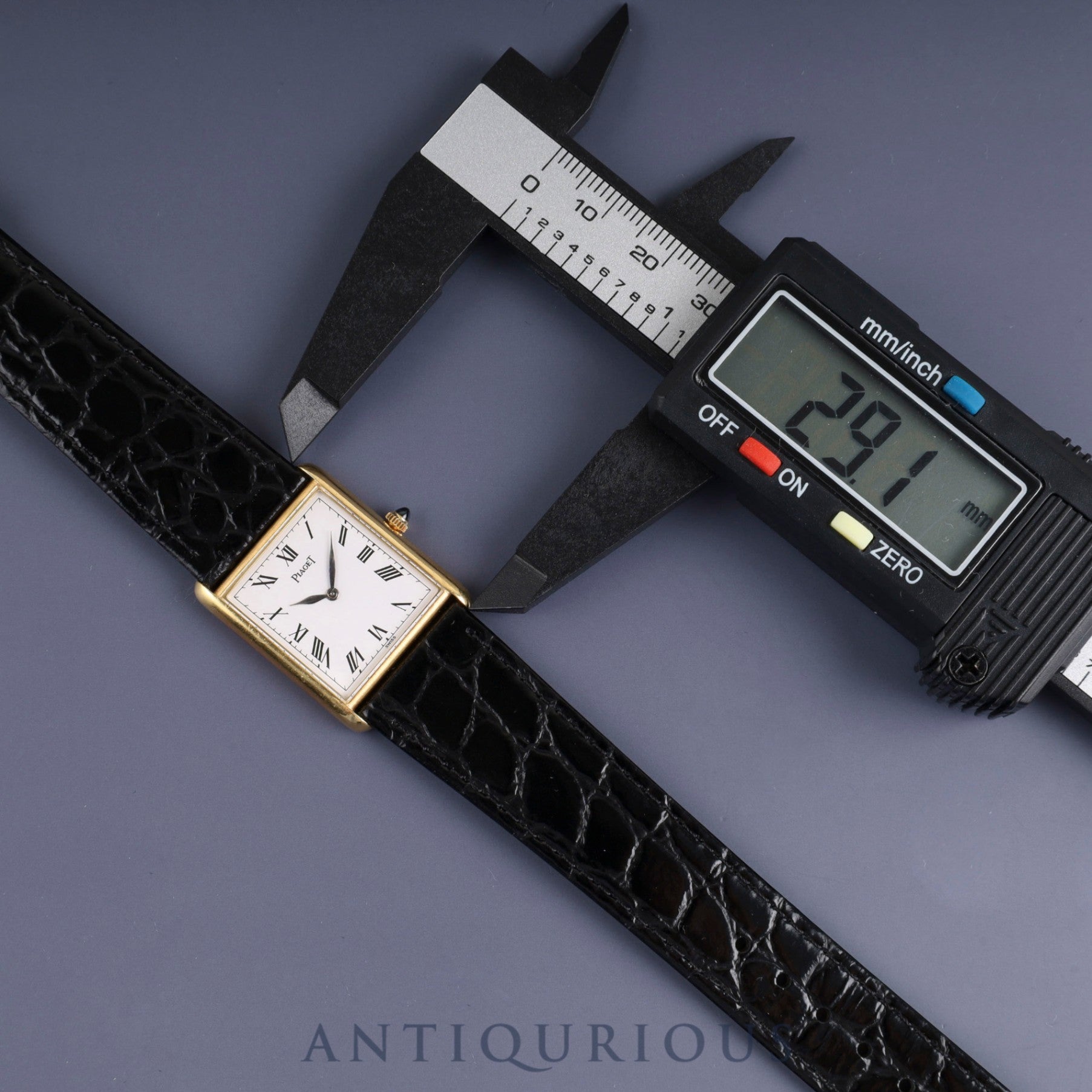 Piaget Rectangular 9287 Manual Winding Caliber 9P2 750 Leather Strap with Genuine Buckle (750) White Roman Dial Overhauled