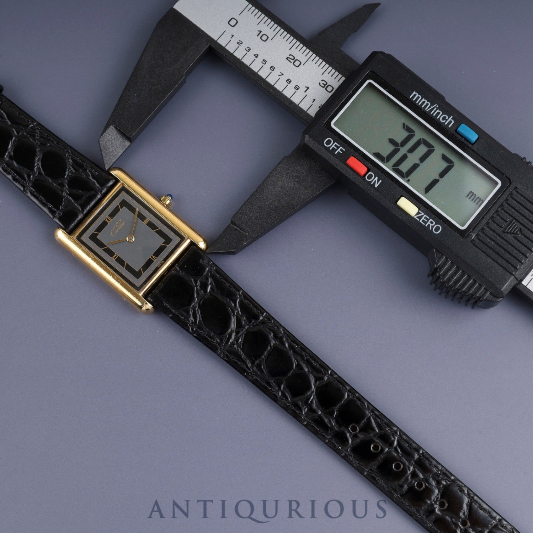 カルティエ マストタンク LM 6 81006 クォーツ Cal.81 SV925 革 純正尾錠(GP) グレー飛びローマン文字盤 オーバーホール済み