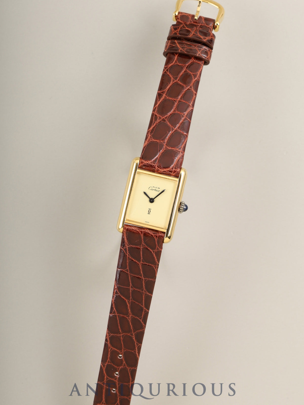 Cartier Must Tank SM Hand-wound Cal. 78-1 SV925 Leather Genuine Pin Buckle (GP) Ivory Dial (SWISS marking) Overhauled Polished