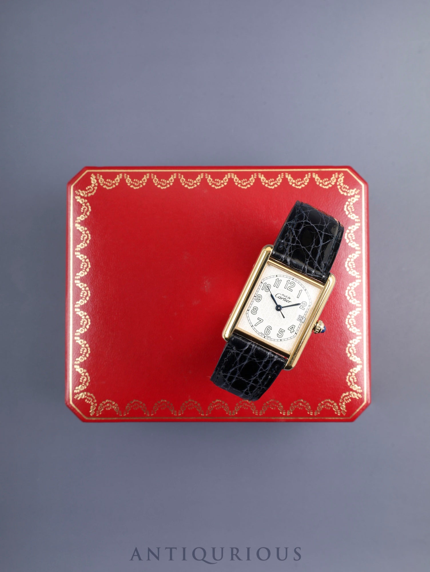 カルティエ マストタンク GM(XL)2413 クォーツ Cal.87 SV925 純正革ベルト 純正Dバックル(GP) テレフォンアラビア文字盤(SWISS MADE表記) 箱 カルティエブティックにてコンプリートサービス済み