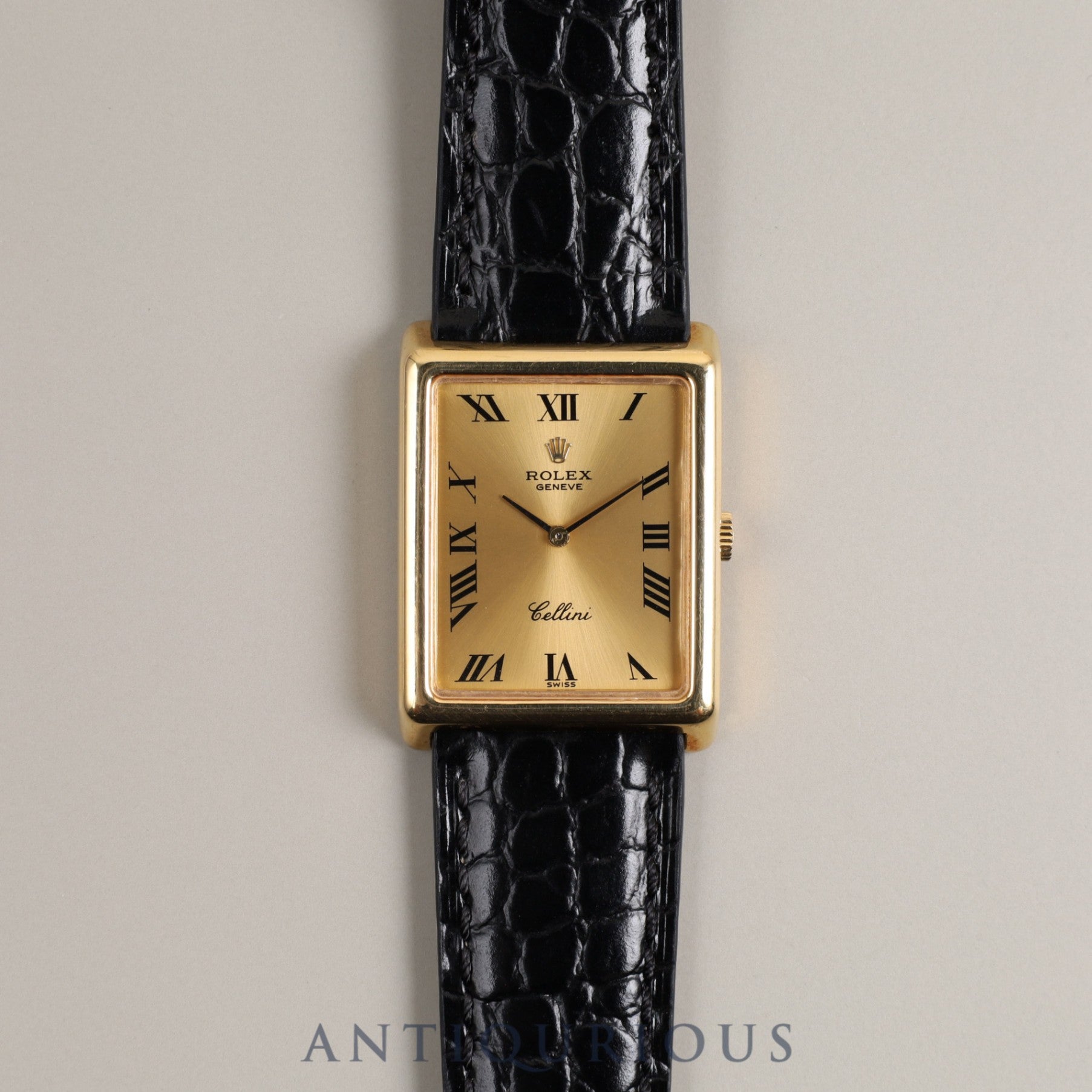 ロレックス チェリーニ 4105 手巻き Cal.1600 YG 革 純正尾錠(GP)ゴールド文字盤 4番(1976年)