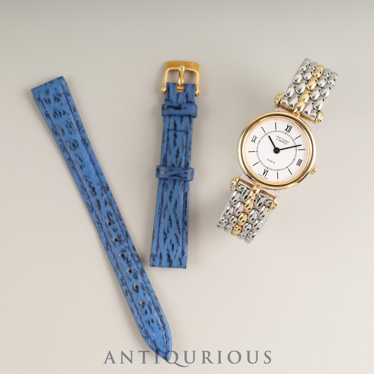 Van Cleef & Arpels La Collection 43637/G14 Quartz Cal.256.041 SS/GP SS/GP White Dial Genuine Leather Strap (Genuine Buckle (GP)) Overhauled