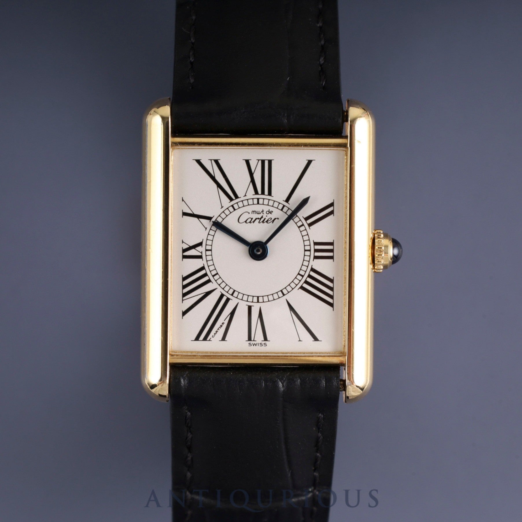 カルティエ マストタンク LM 1615 クォーツ Cal.90 SV925 革 純正Dバックル(GP) オパラン文字盤 オーバーホール済み
