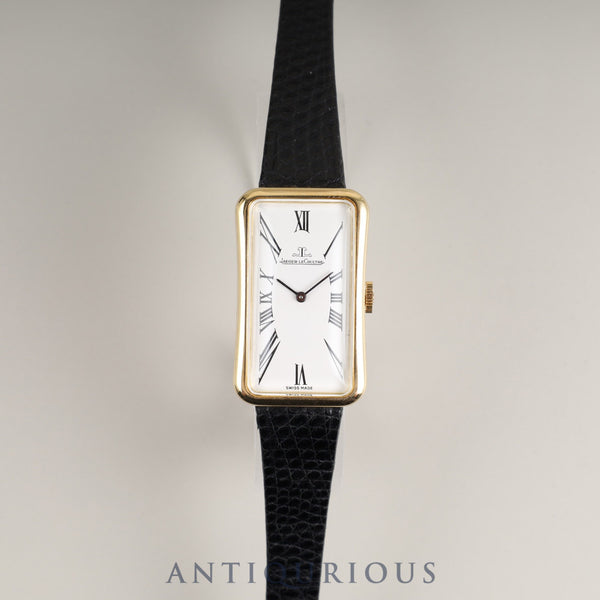 ジャガー・ルクルト レクタンギュラー 6011 手巻き YG 革 純正尾錠(GP)ホワイトローマン文字盤 オーバーホール済み