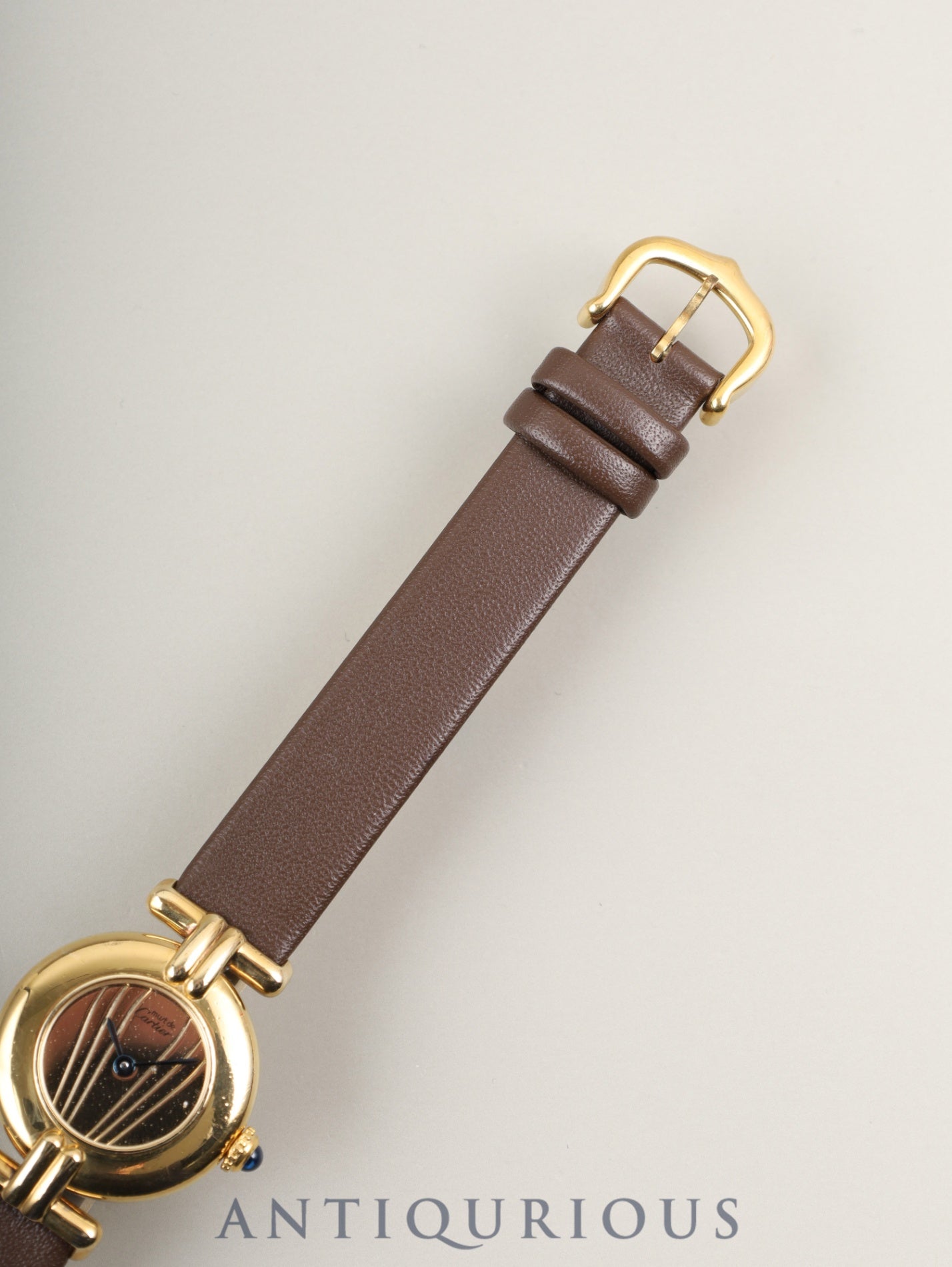 カルティエ マストコリゼ 590002 クォーツ Cal.90 SV925 革 純正尾錠(GP)ゴールド文字盤 オーバーホール済み