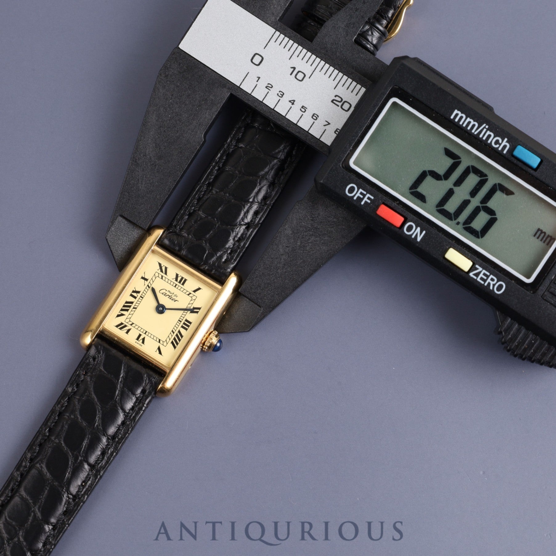 カルティエ マストタンク SM 5057001 クォーツ Cal.057 SV925 革 純正尾錠(GP)アイボリーローマン文字盤 箱 保証書(1992年) オーバーホール済み