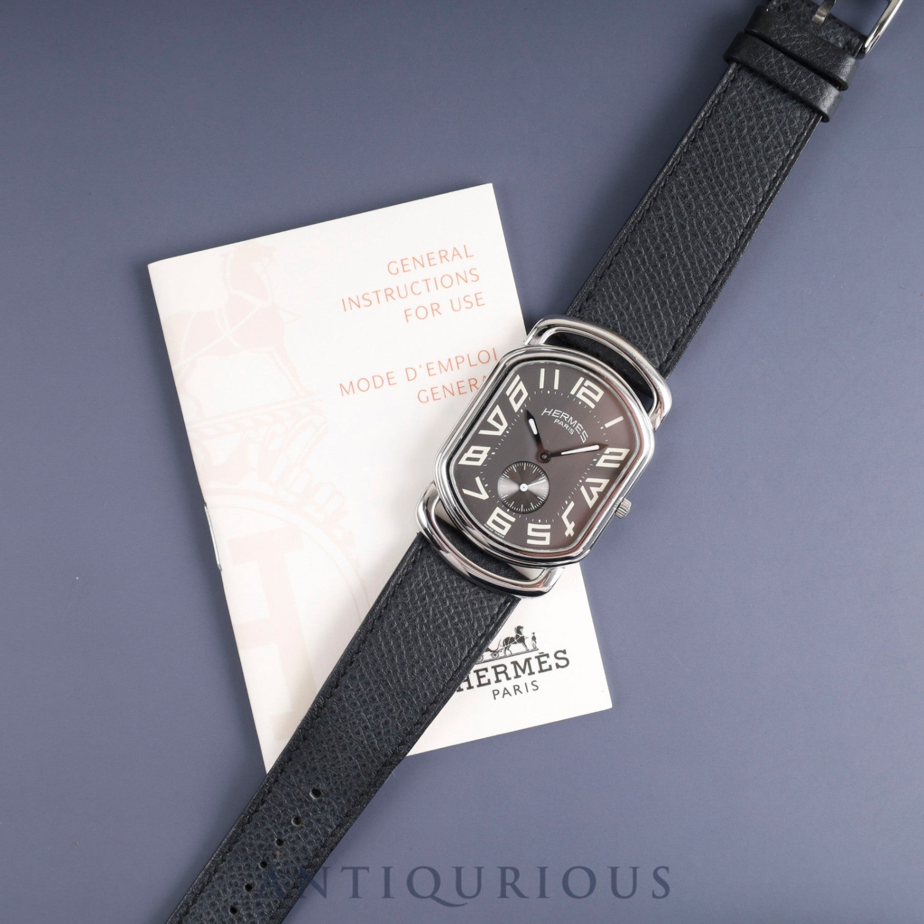 エルメス ラリー RA1.810 クォーツ Cal.980.163 SS 純正革ベルト(□J刻印:2006年) 純正尾錠(SS) グレー文字盤 冊子 オーバーホール済み