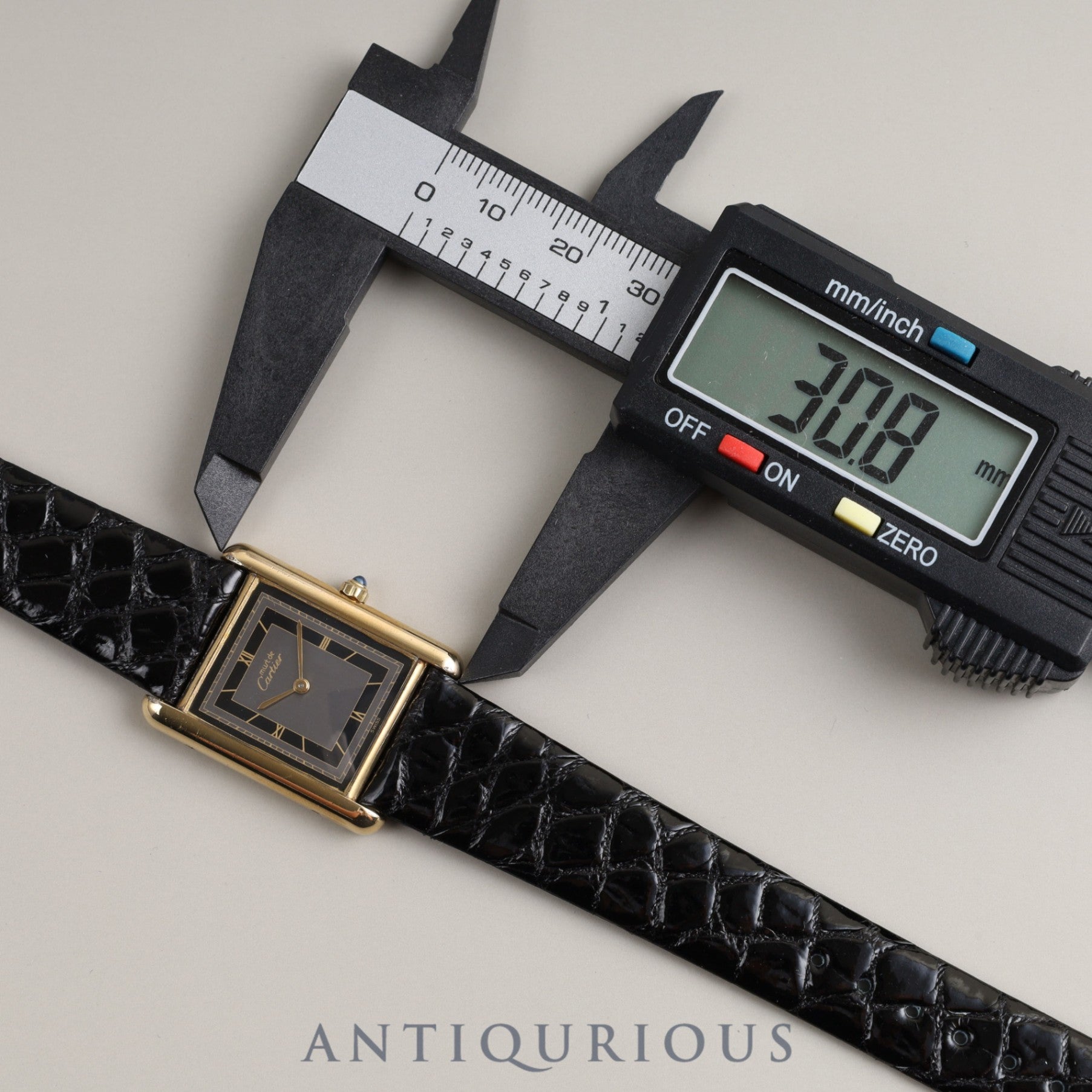 Cartier Must Tank LM QZ 6 81006 Cal.81 SV925 Leather Genuine Buckle (GP) Grey Roman Dial