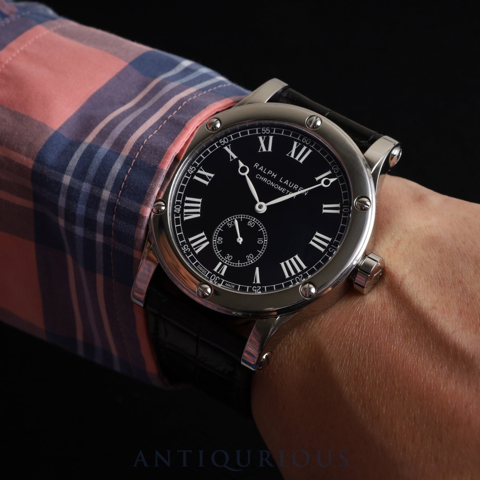 Ralph Lauren Sporting Classic Chronometer RLR0220706 / K02203 Automatic Cal.RL366 SS Leather Genuine Buckle (SS) Black Dial Genuine Replacement Belt Overhauled