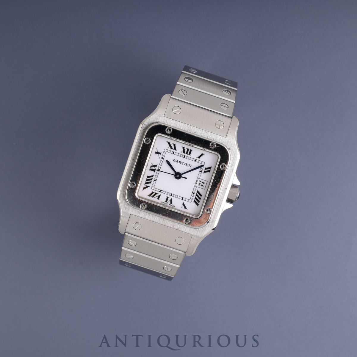 Cartier Santos Carre LM 2960 Automatic Stainless Steel Watch with White Roman Dial. Completely serviced at a Cartier boutique.