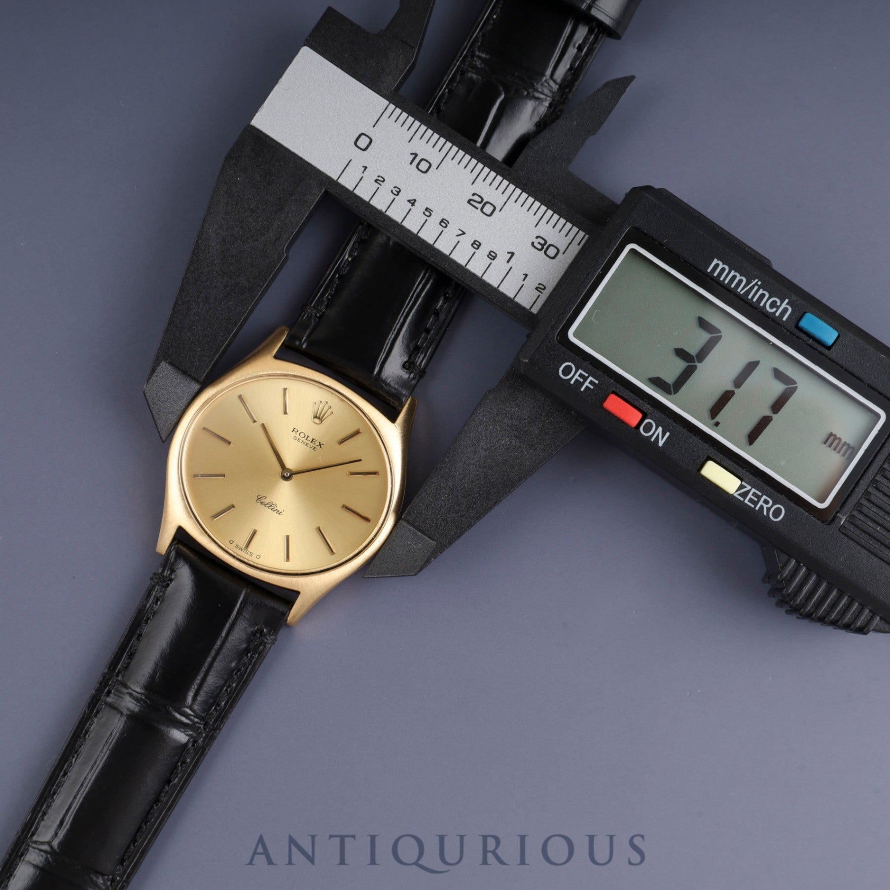 ロレックス チェリーニ 3806/8 手巻き Cal.1600 YG 革 純正尾錠(GP)シャンパン文字盤 40番台(1974年)オーバーホール済み